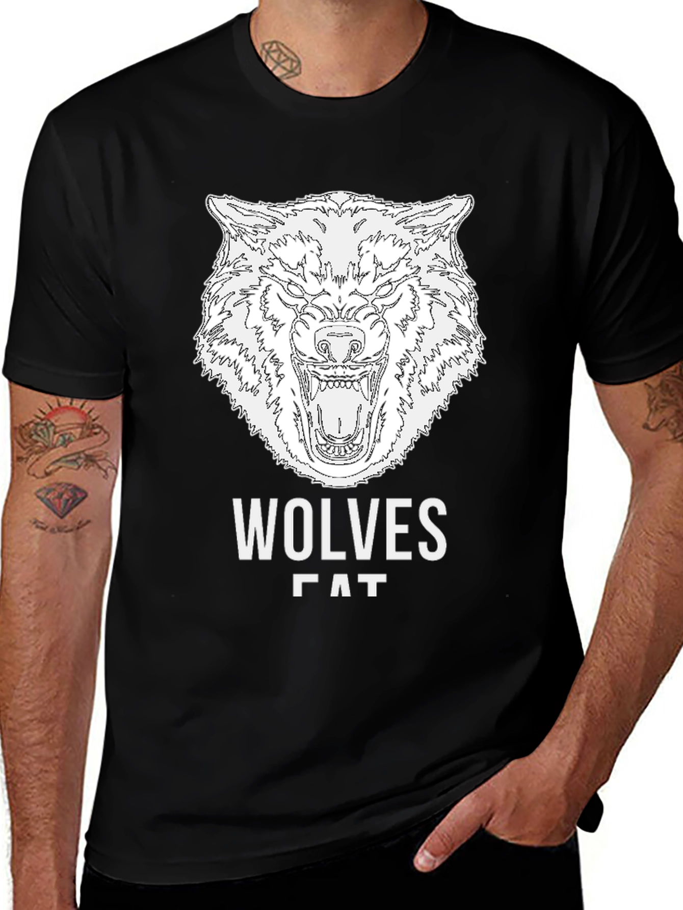 Variant 15 of Wolves Graphic Print Black T-Shirt for Men
