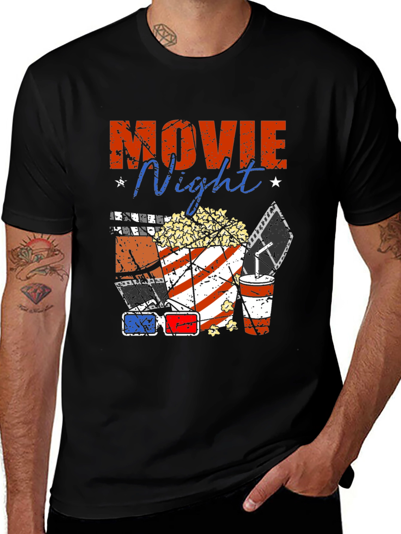 Variant 17 of Movie Night T-Shirt - Popcorn & 3D Glasses