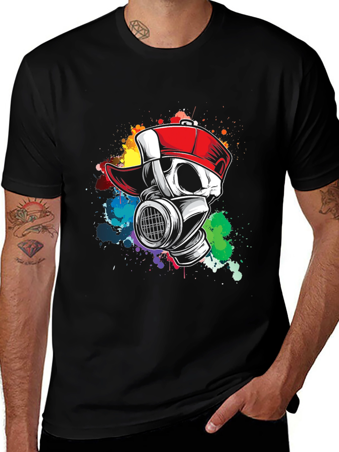 Urban Skull Gas Mask Graphic T-Shirt