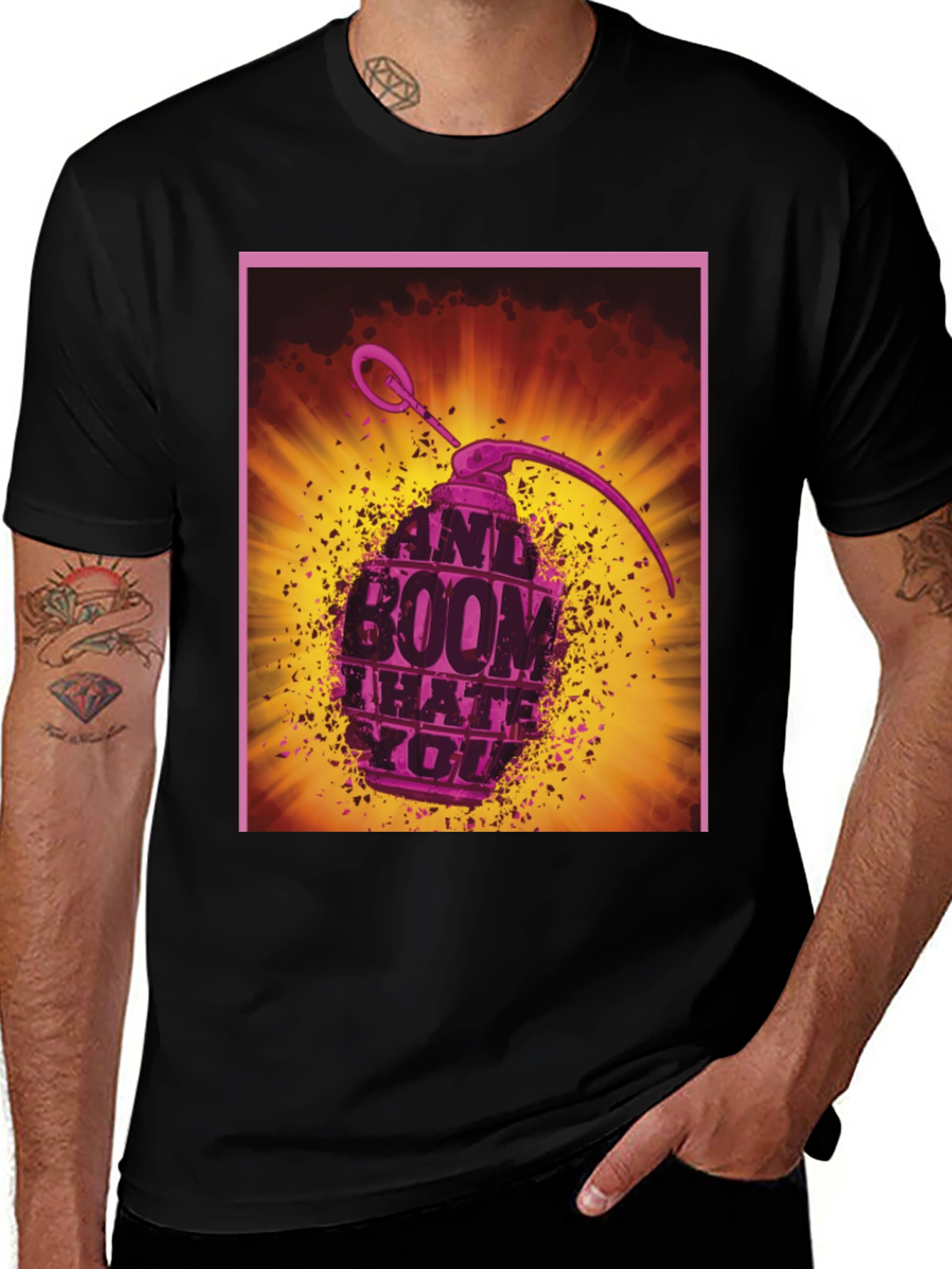 Variant 3 of Graphic Grenade T-Shirt - And Boom I Hate You