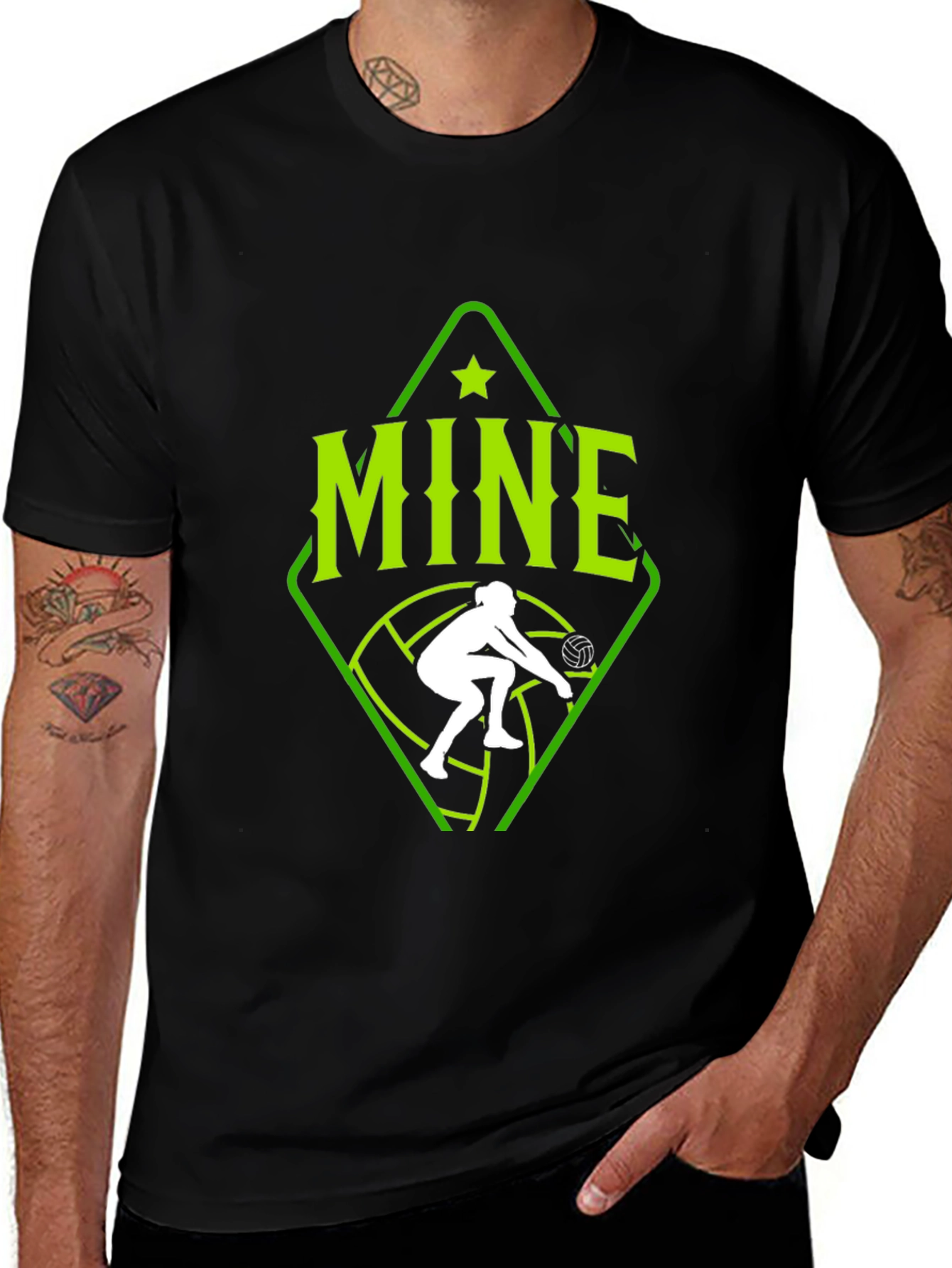 Volleyball Player "Mine" Graphic Tee - Black