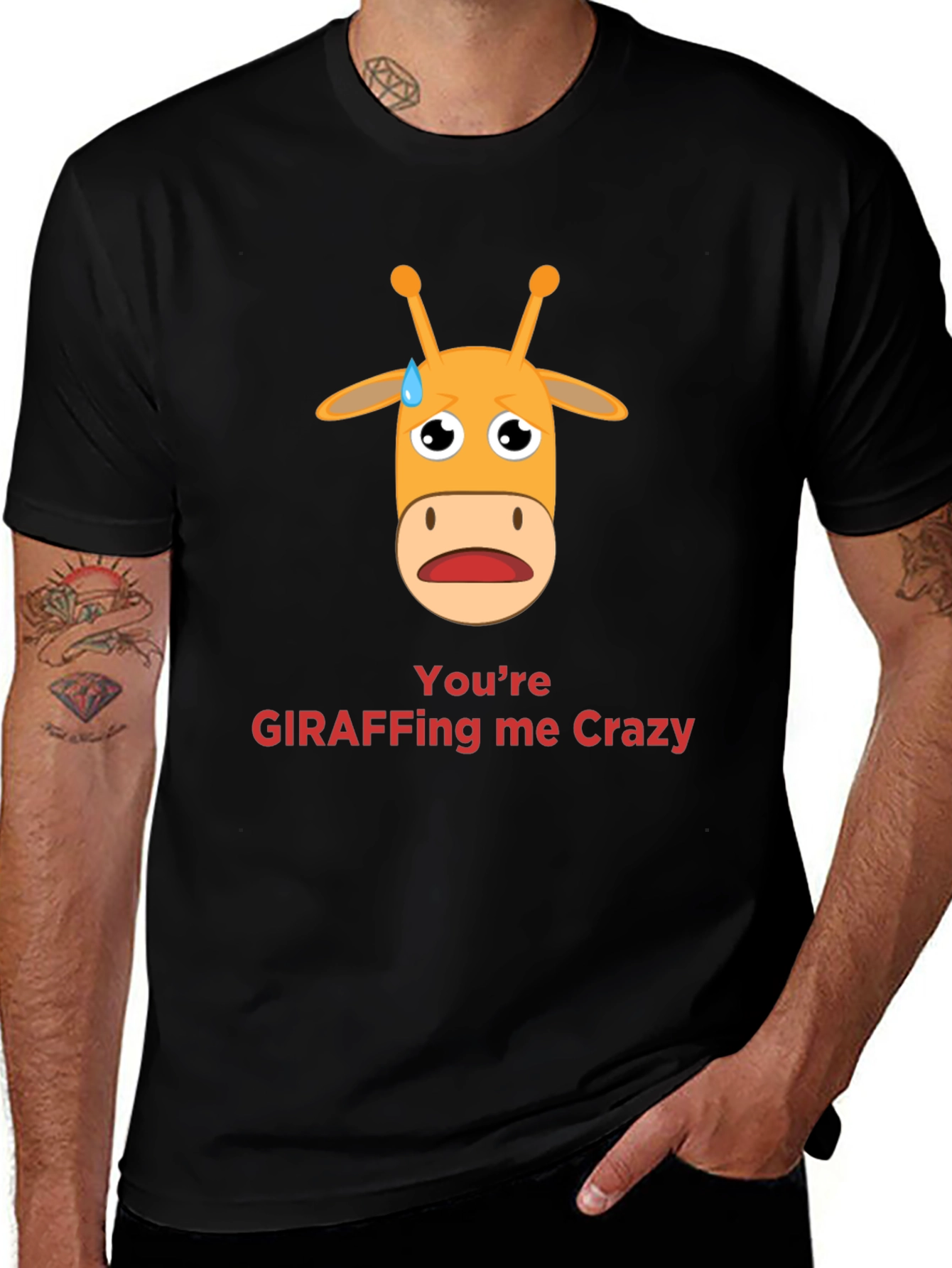 Variant 2 of Giraffe Crazy Graphic Tee - Funny Animal Pun T-Shirt