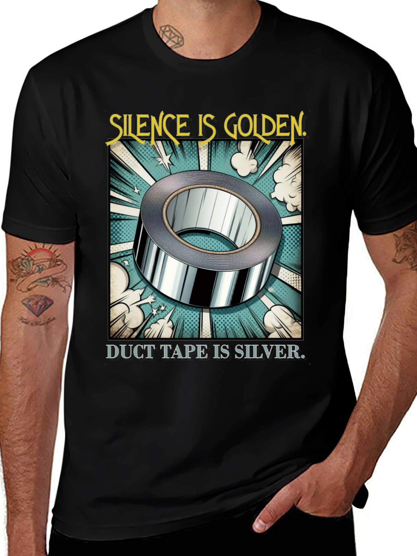Variant 18 of Silence is Golden Duct Tape T-Shirt