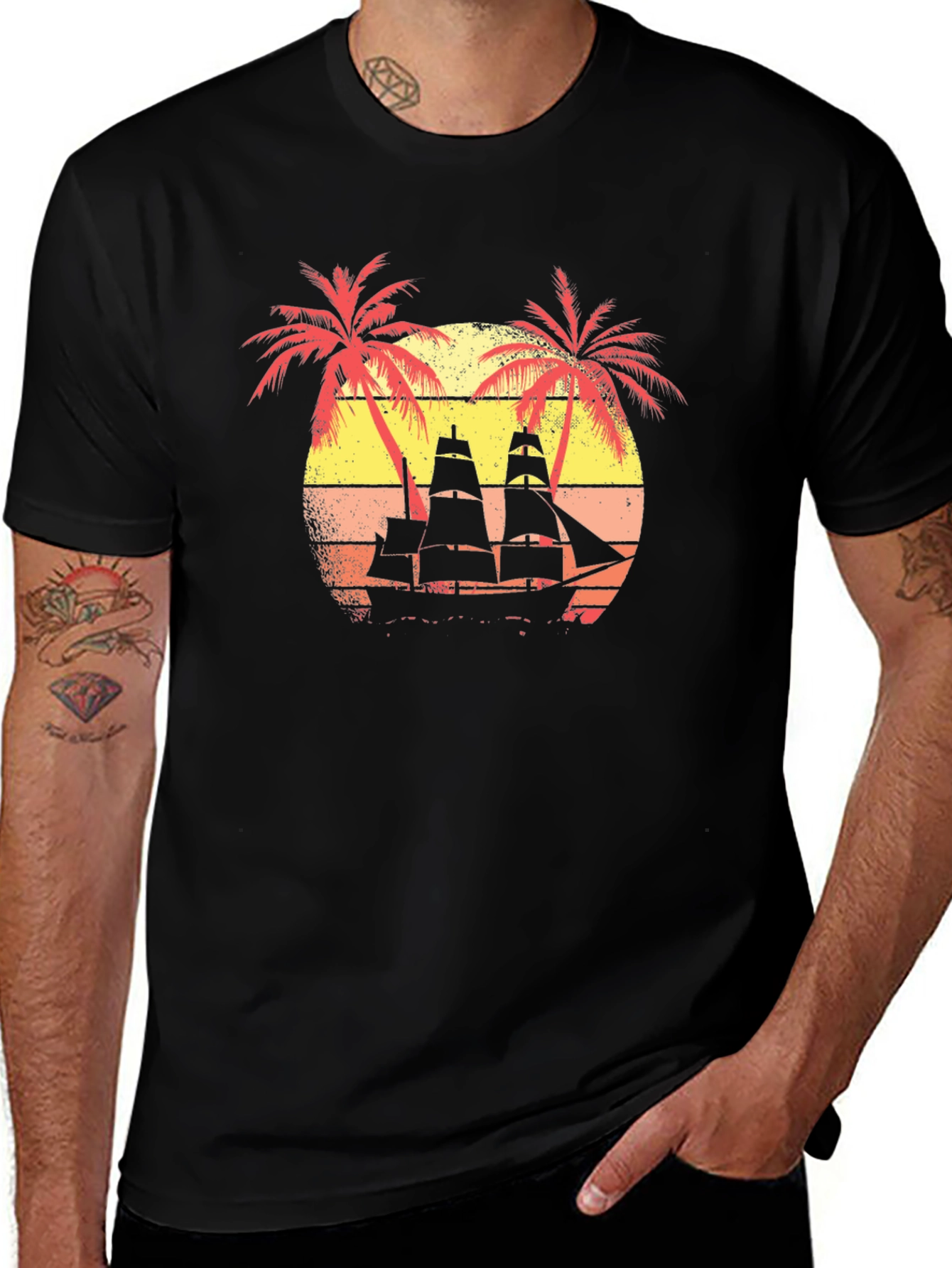 Variant 16 of Retro Sunset Sailing T-Shirt