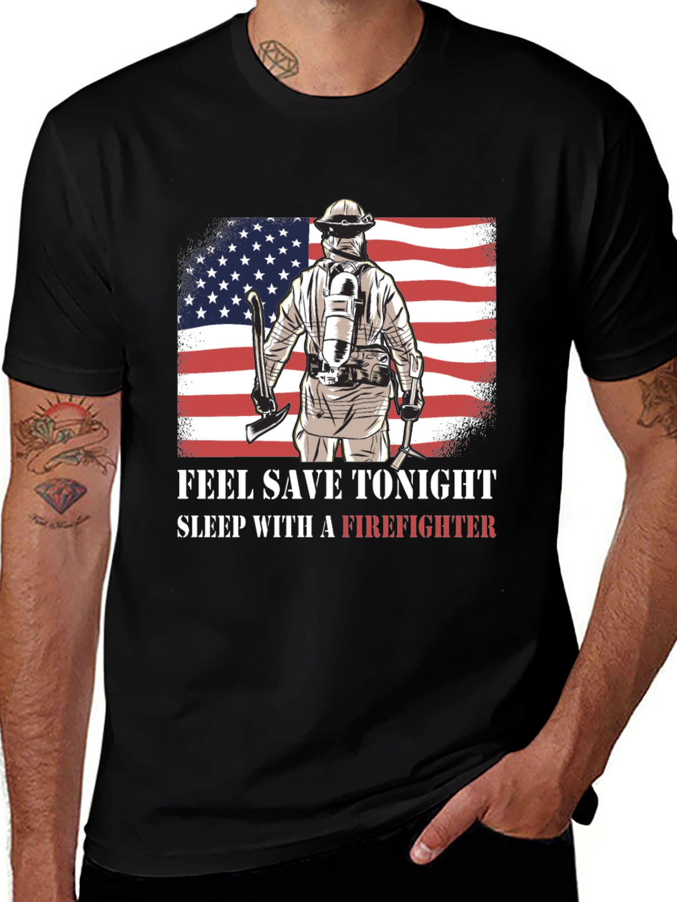Variant 10 of Firefighter USA Flag Graphic Tee