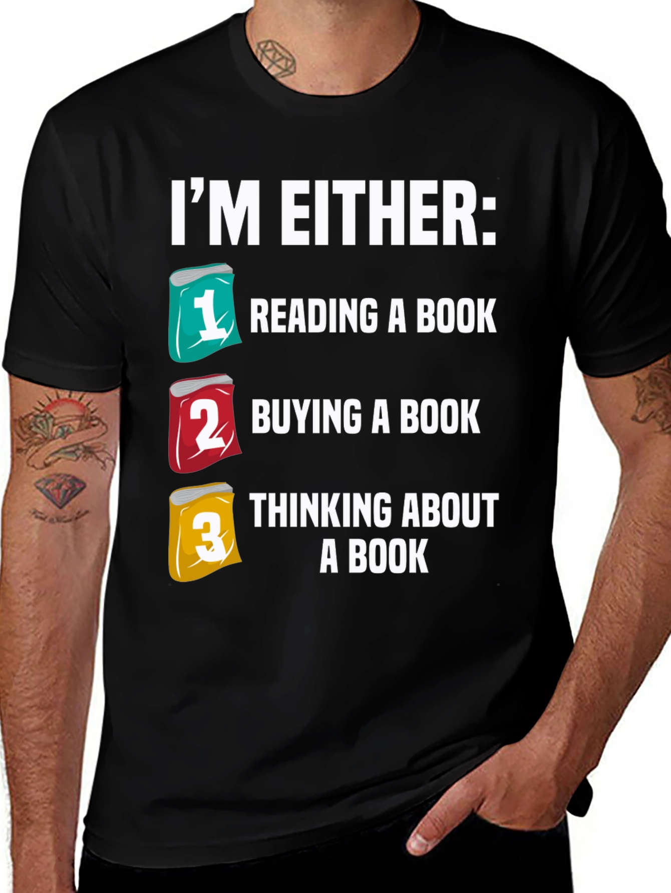 Variant 5 of I'm Either Reading, Buying, or Thinking About Books T-Shirt