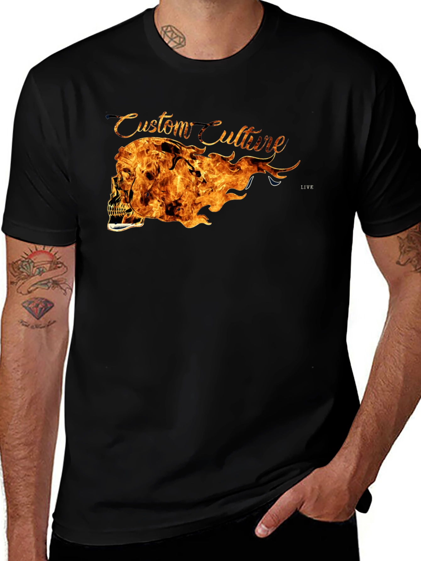 Variant 24 of Custom Culture Flaming Skull Tee