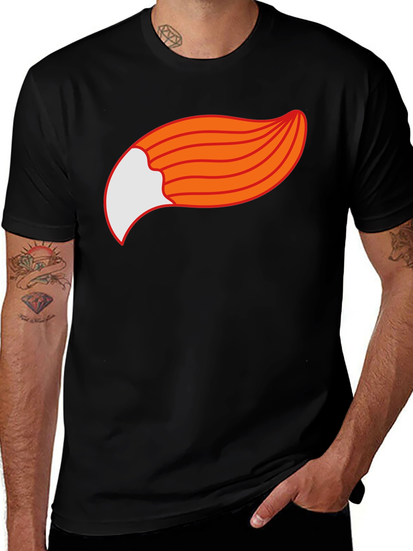Variant 27 of Fox Tail Graphic Black T-Shirt - Fun & Unique Design
