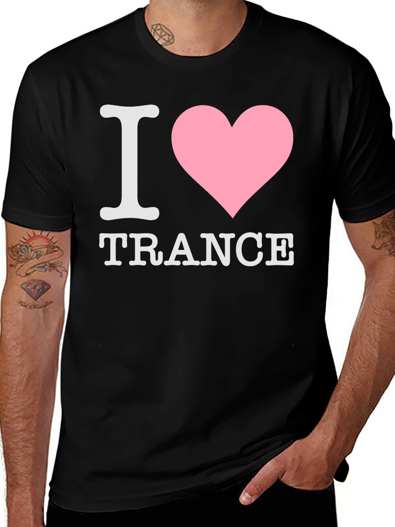 Variant 30 of I Heart Trance Black T-Shirt EDM Music Lover Tee