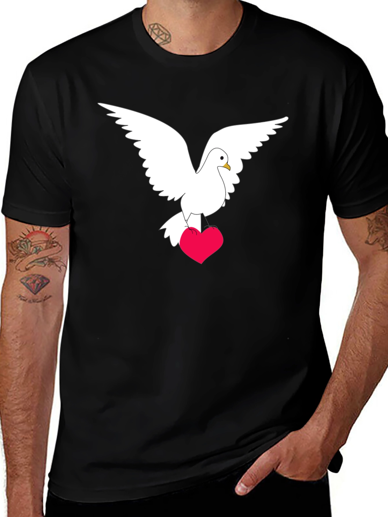 Variant 5 of Dove Heart Graphic Tee - Peace & Love T-Shirt