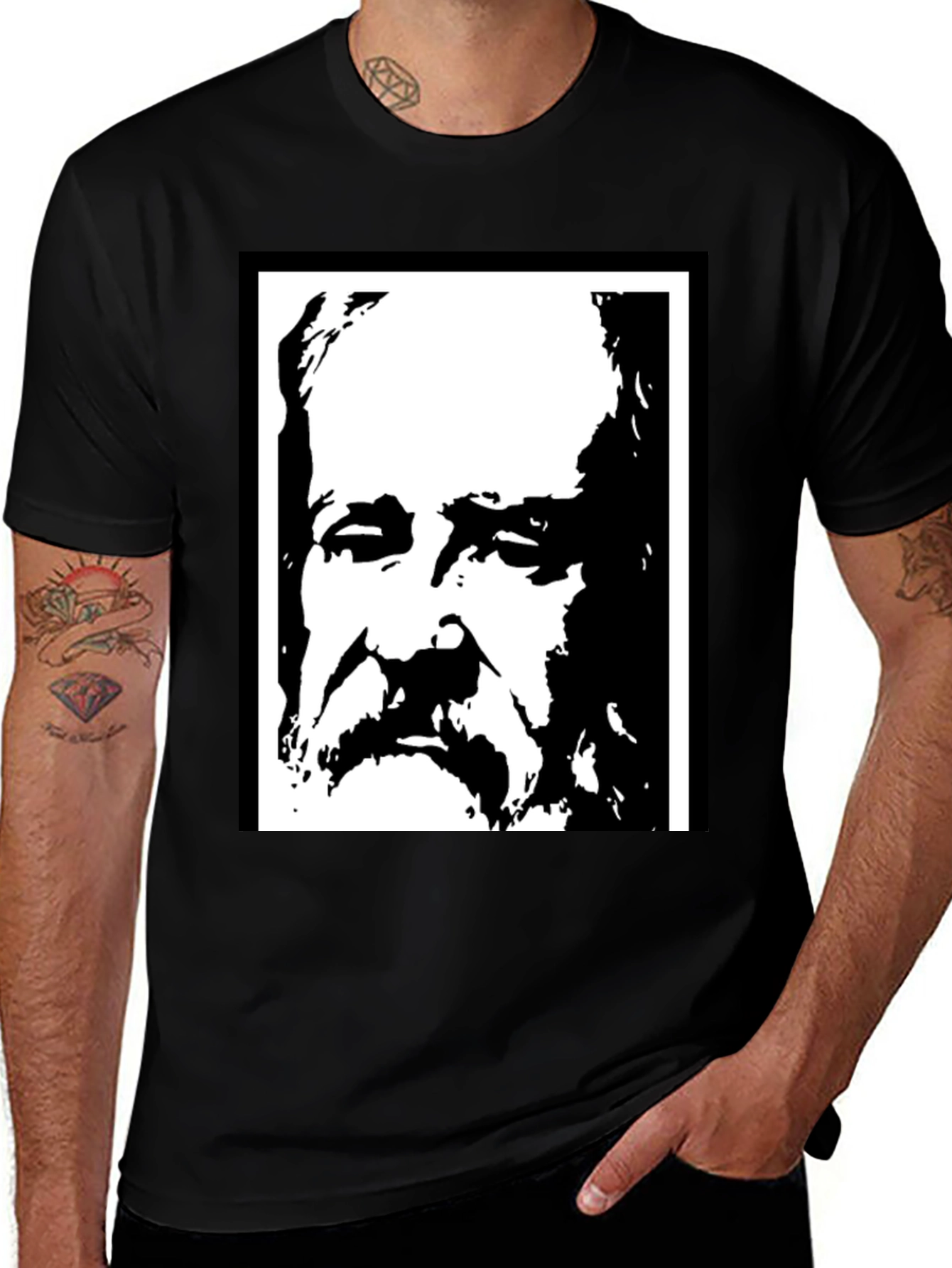 Variant 30 of Black T-Shirt with Portrait Graphic