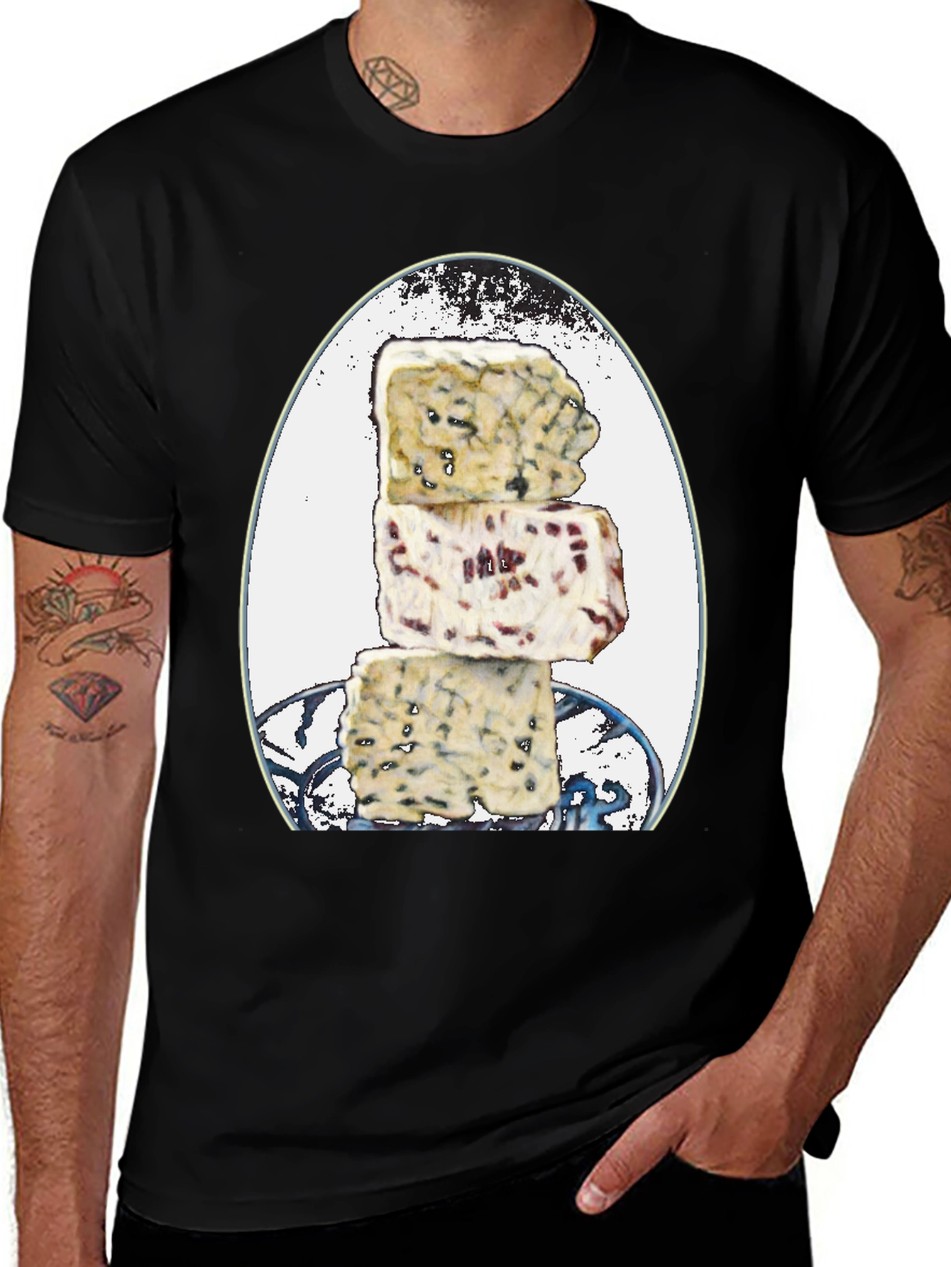 Variant 2 of Cheese Stack Graphic Tee - Quirky Foodie Fashion