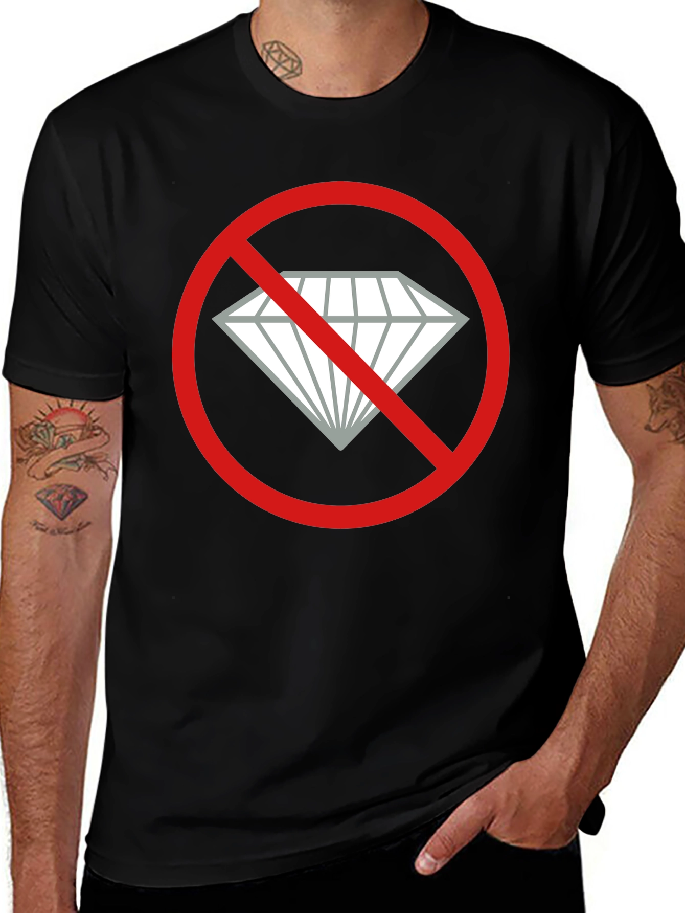 Variant 2 of No Diamonds Graphic Tee - Black Cotton T-Shirt