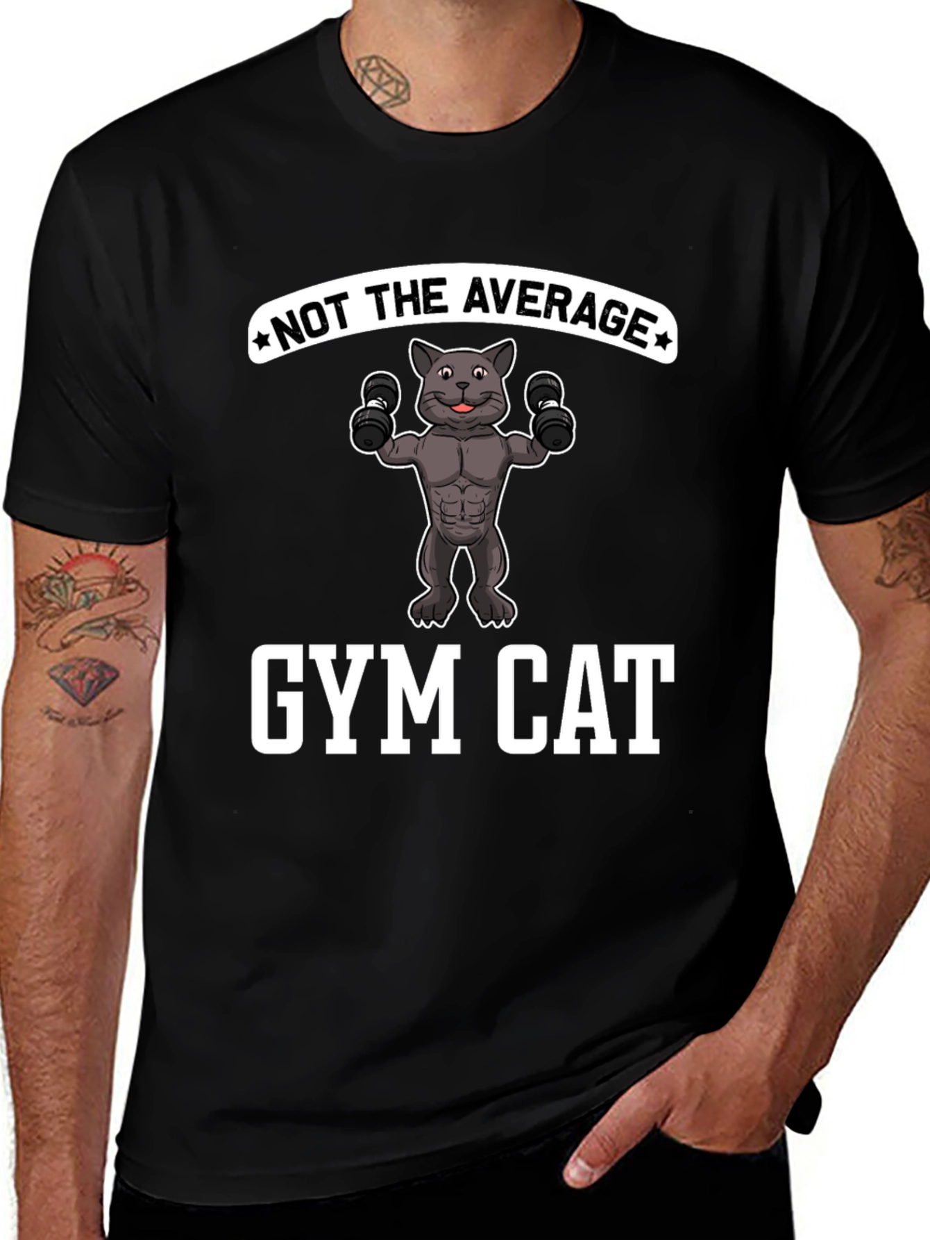 Variant 5 of Gym Cat Graphic Tee - Not The Average Workout Shirt