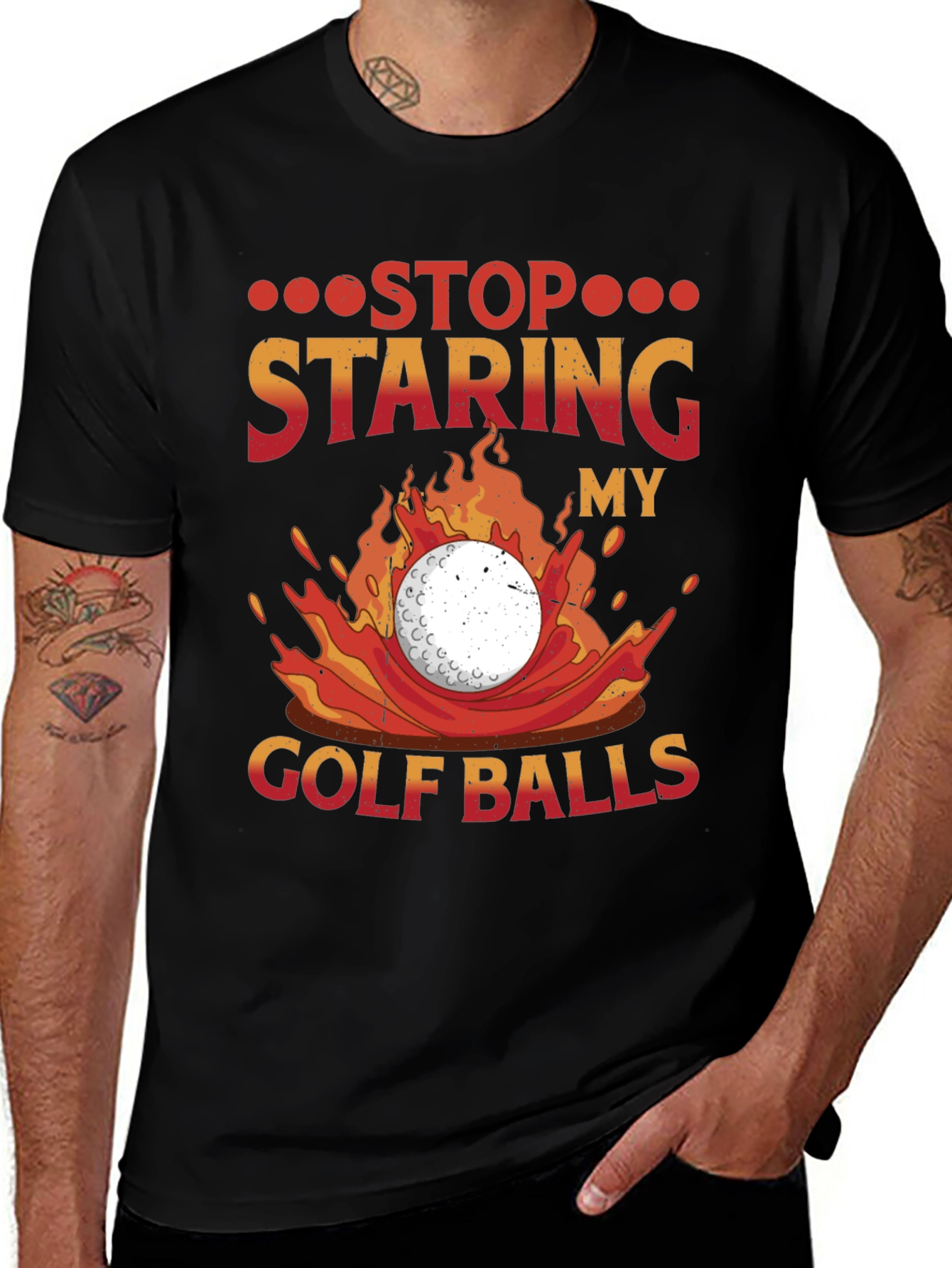Variant 7 of Funny Golf T-Shirt - Stop Staring At My Golf Balls