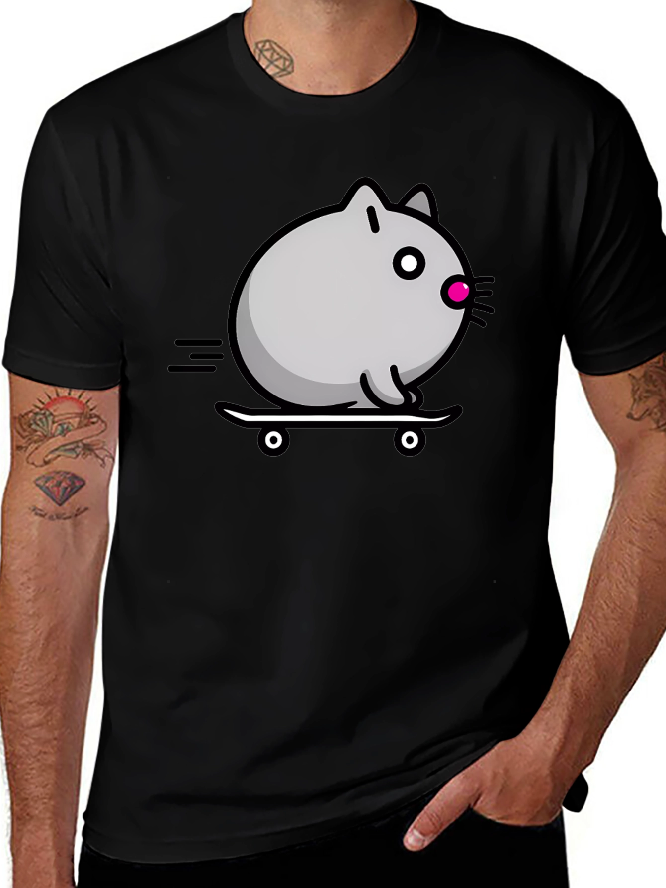 Variant 16 of Skateboarding Cat T-Shirt - Cool Graphic Tee
