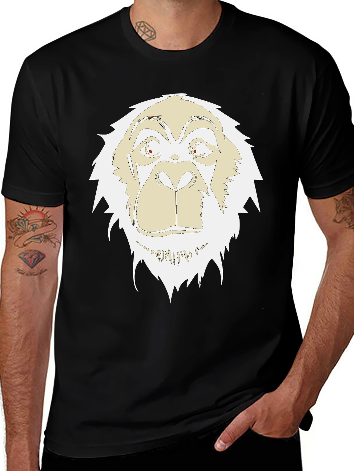 Black Unique Gorilla Graphic Print Black T-Shirt main image