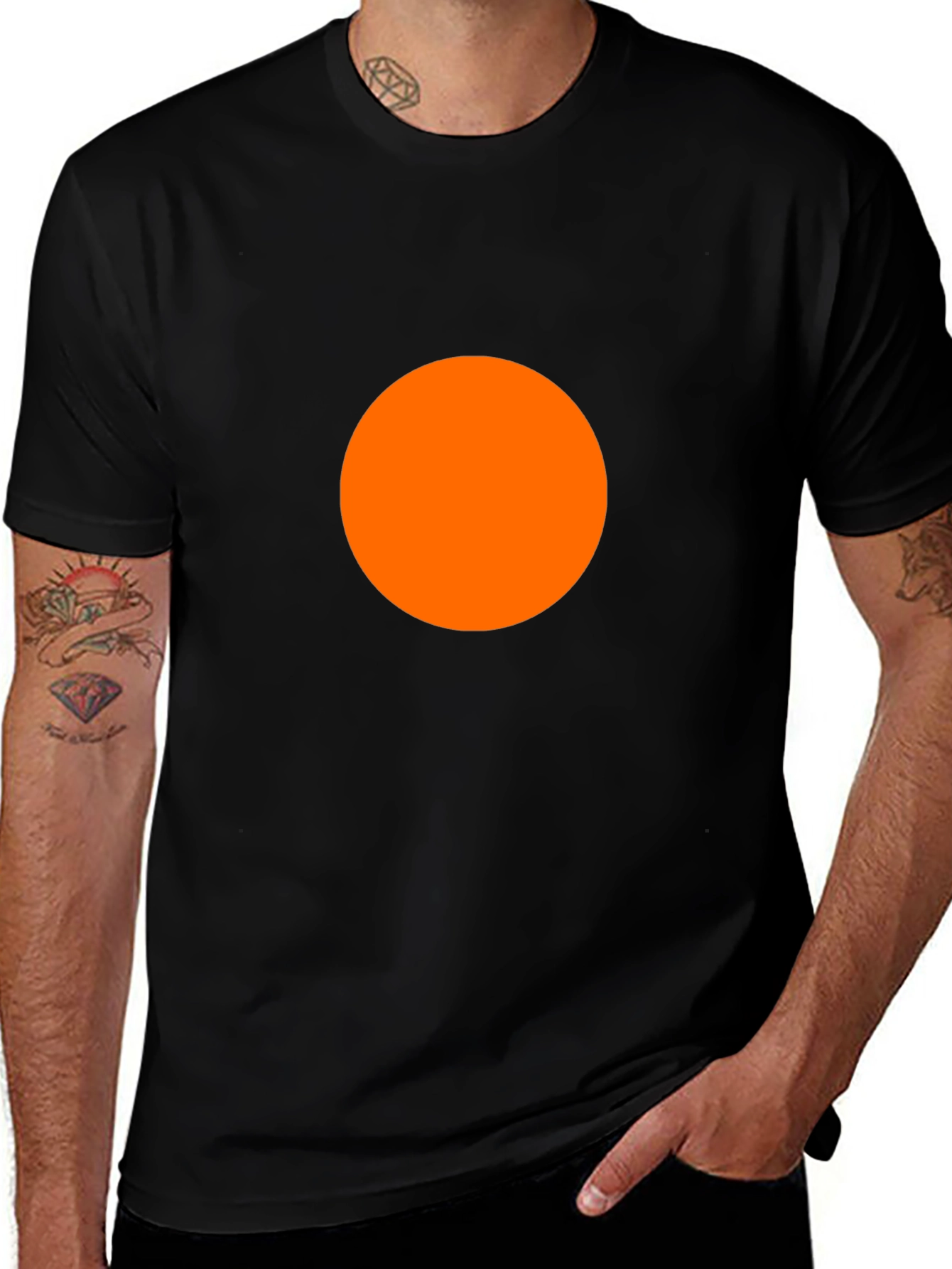 Variant 30 of Bold Orange Circle on Black Tee - Modern Casual Wear