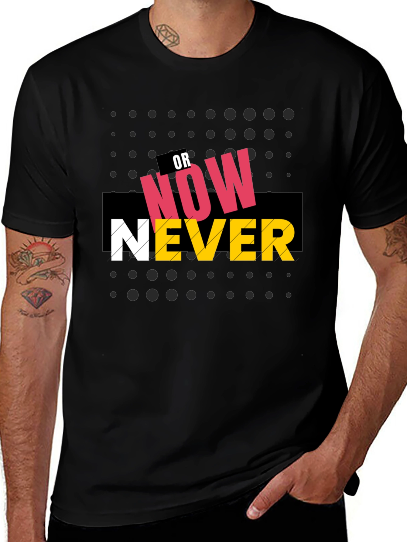 Variant 10 of Now or Never Graphic Tee - Trendy Black Cotton T-Shirt