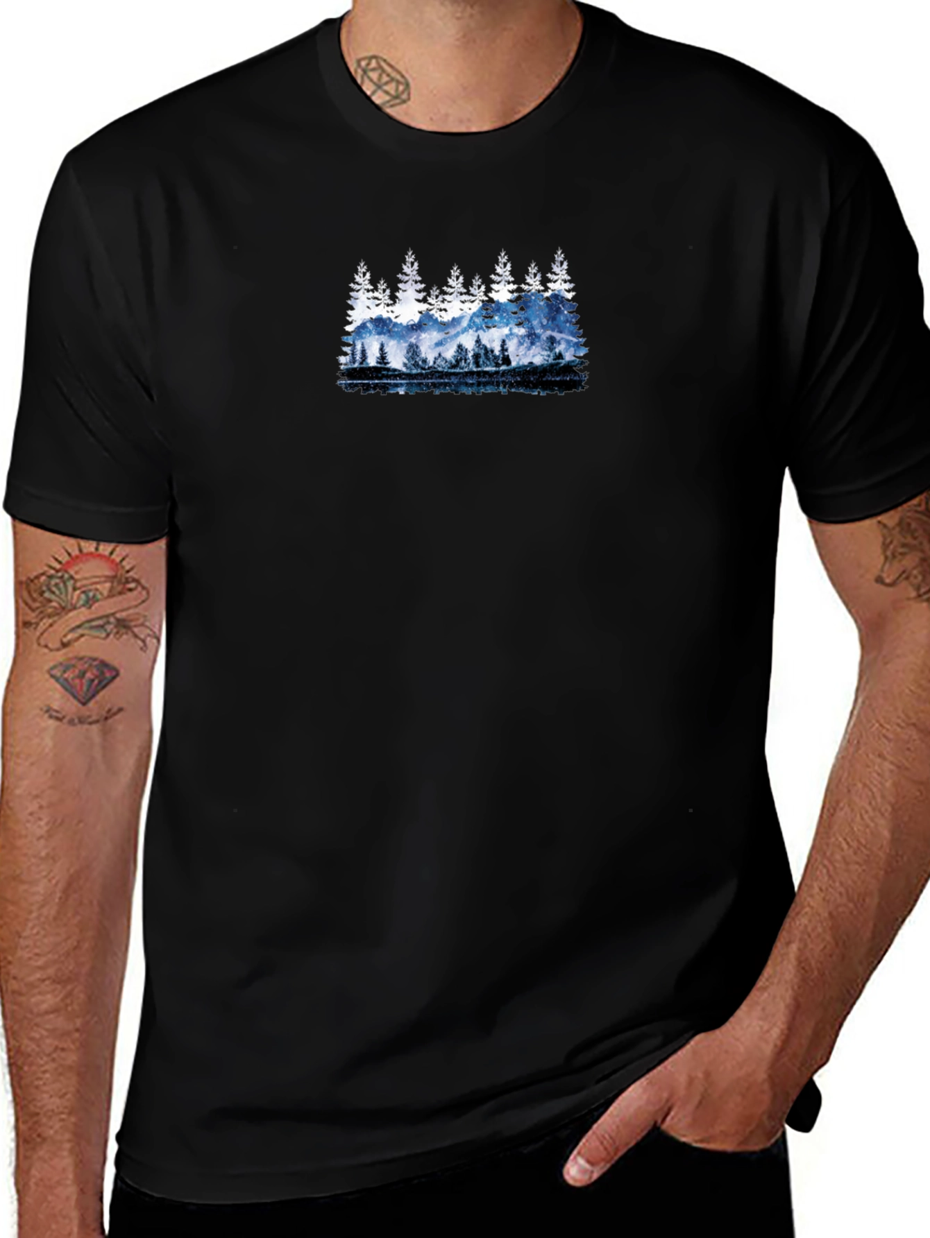 Variant 5 of Nature Scene Graphic Black T-Shirt