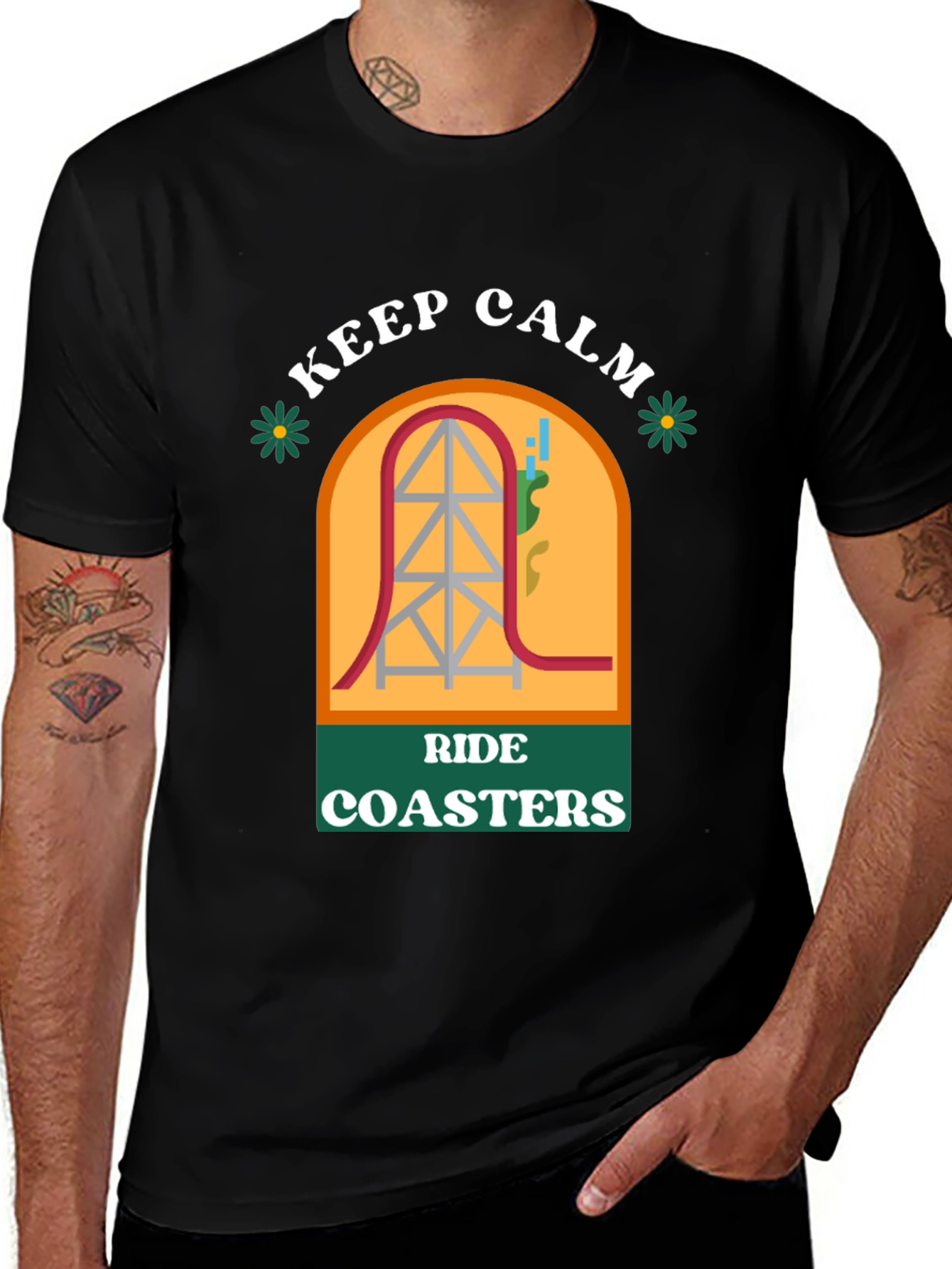 Variant 3 of Keep Calm Ride Coasters Graphic Tee - Fun Theme Park Apparel