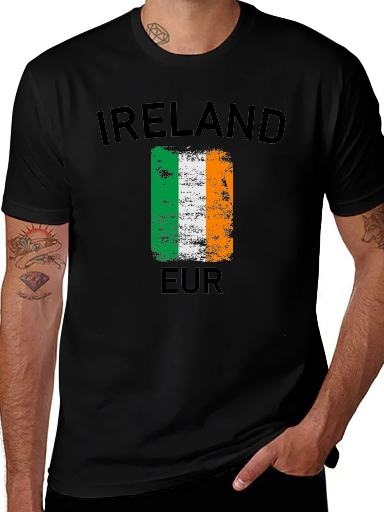 Ireland Flag Graphic Black T-Shirt