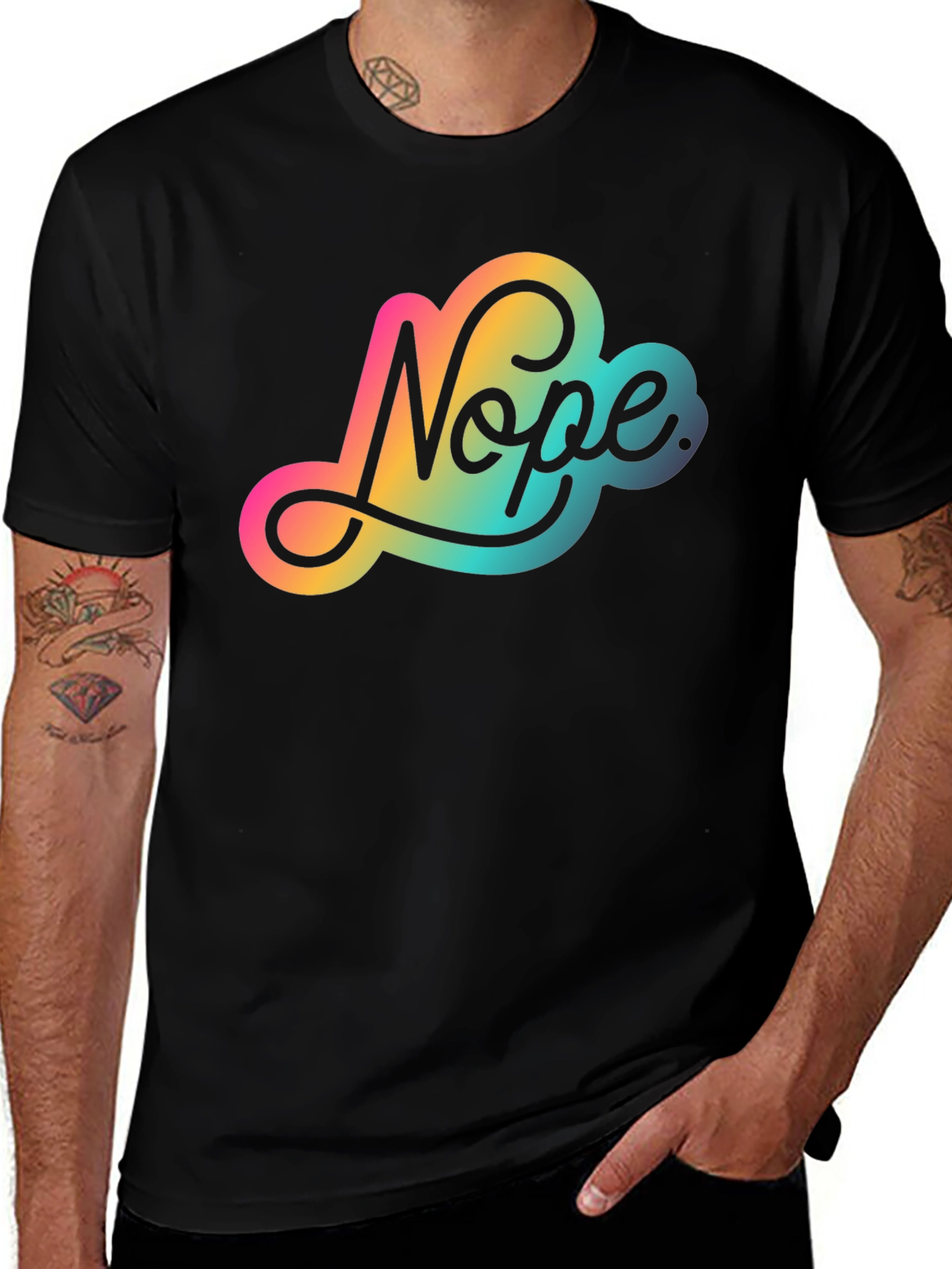 Variant 3 of Nope Graphic Tee - Colorful Design Black T-Shirt
