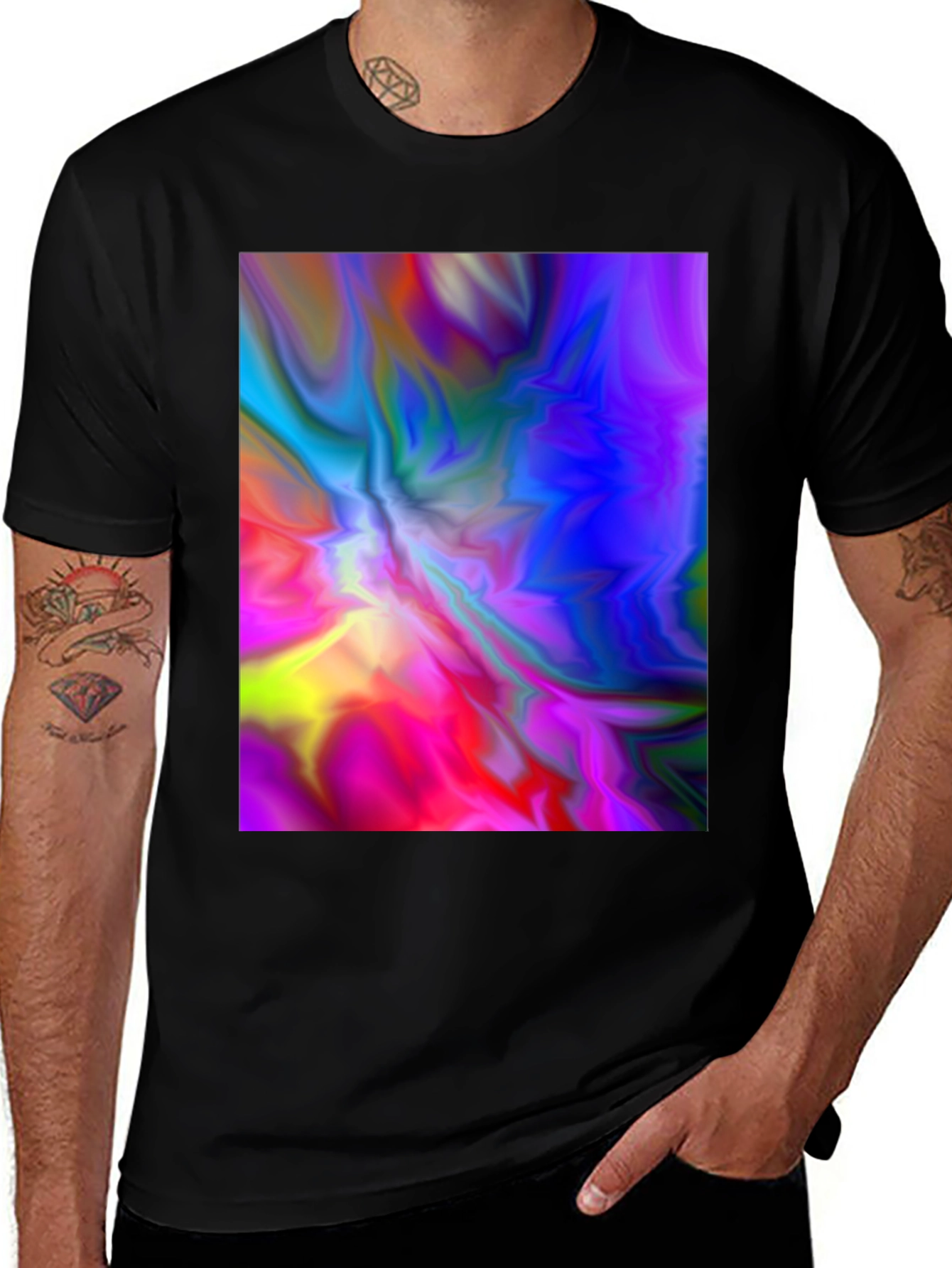 Variant 2 of Vibrant Abstract Art Graphic Black T-Shirt