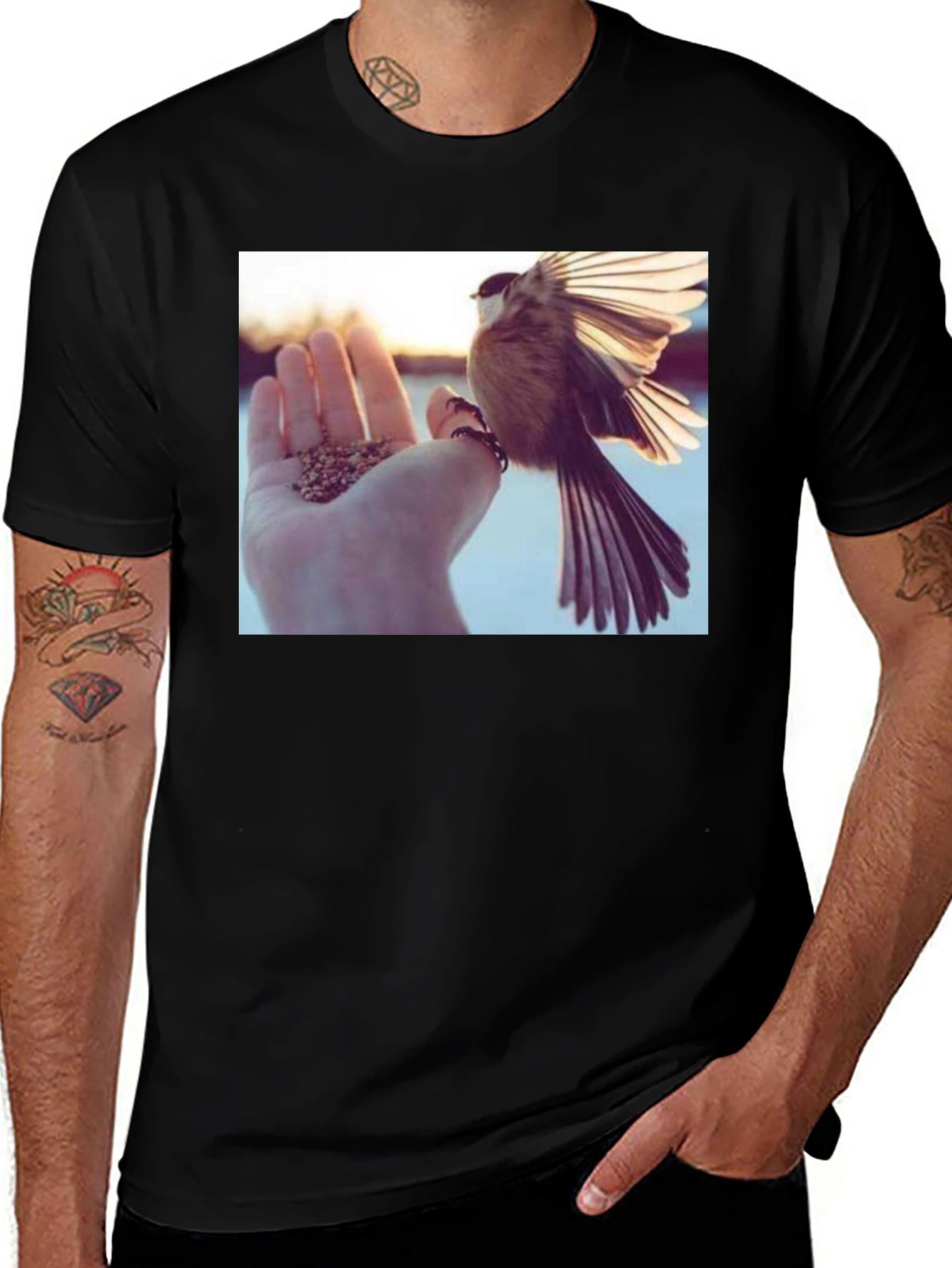 Variant 23 of Bird Lover T-Shirt - Hand Feeding Design