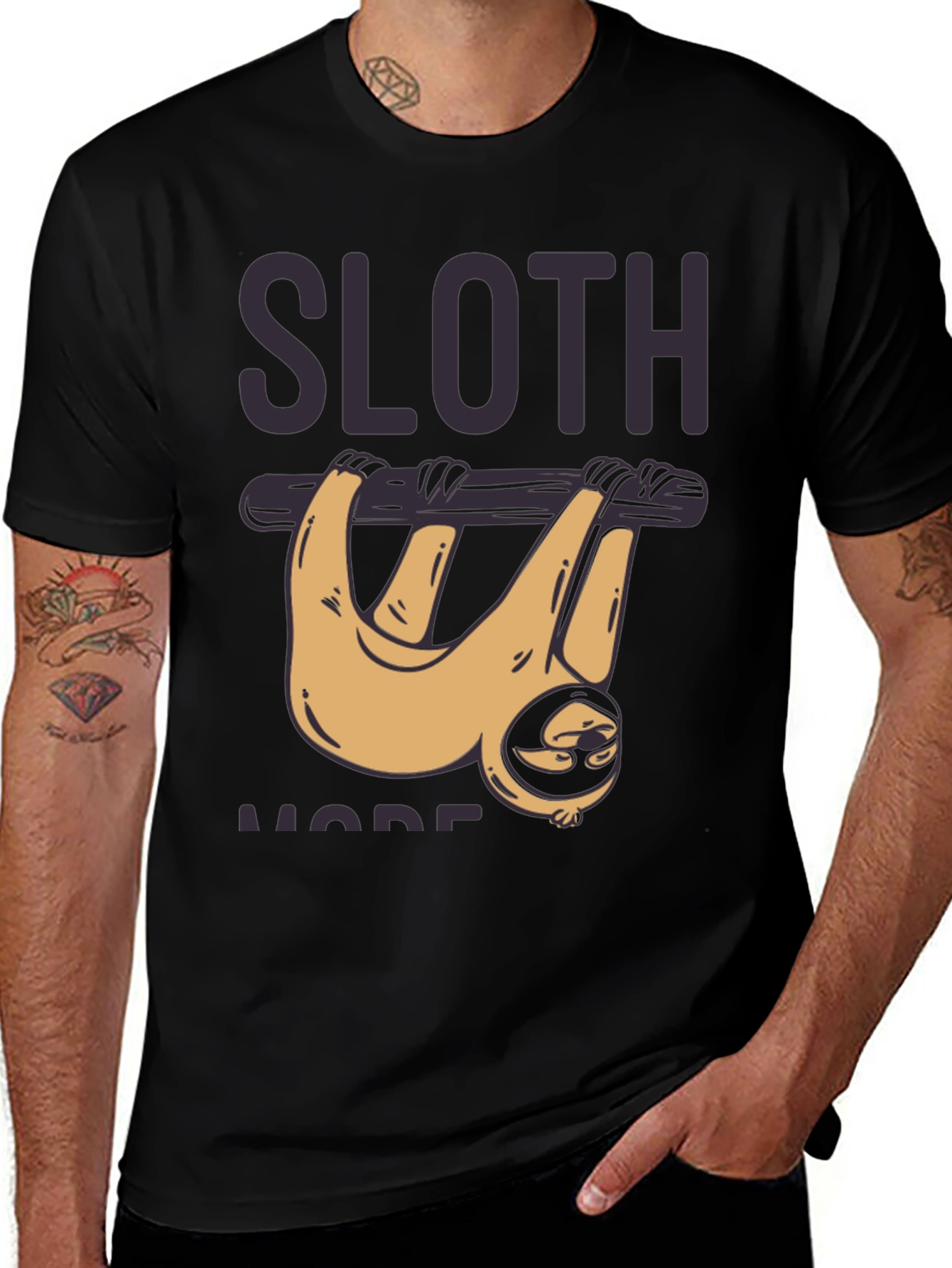Variant 15 of Sloth Mode Black T-Shirt - Lazy Days Apparel