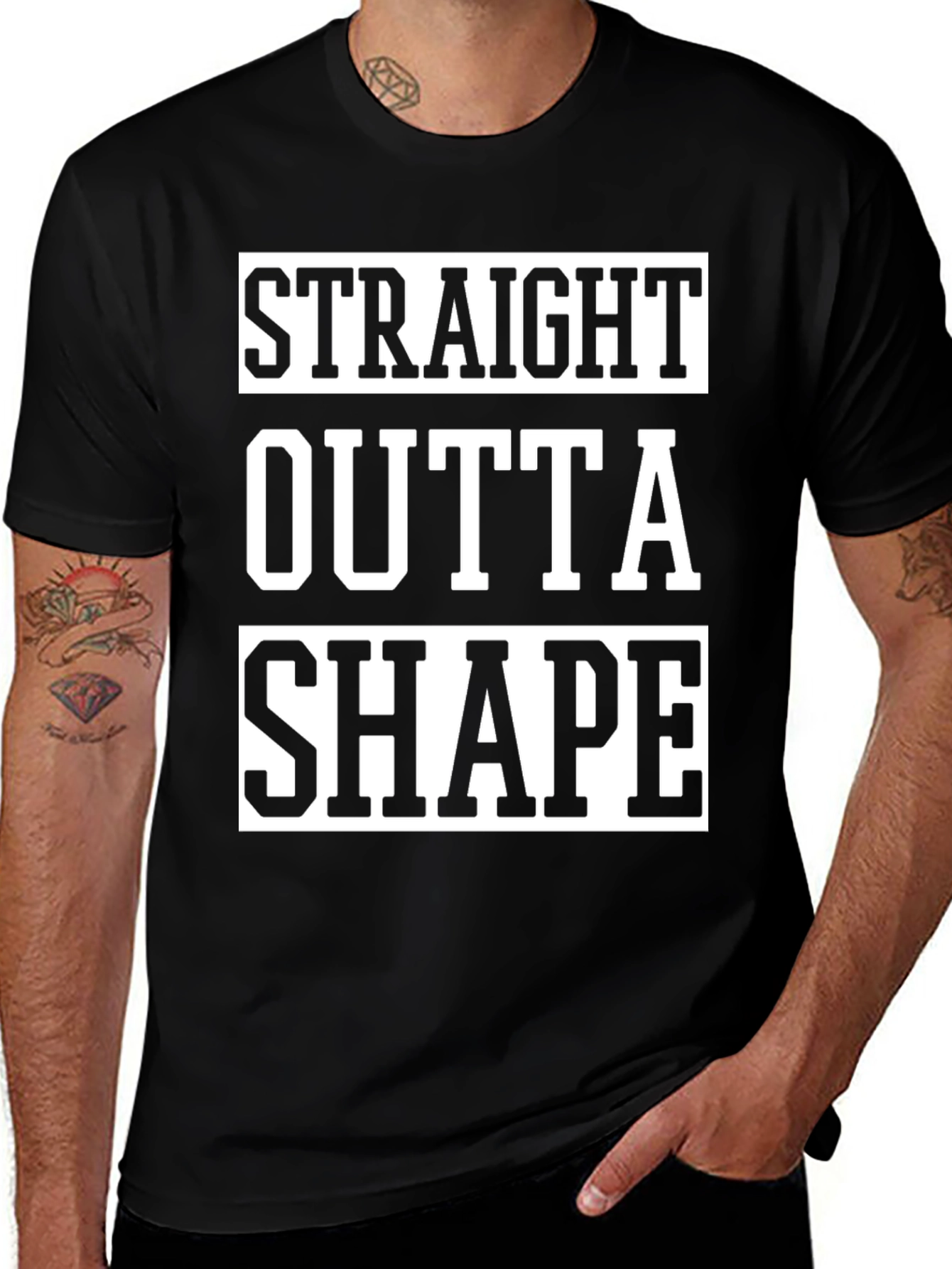 Variant 4 of Straight Outta Shape T-Shirt - Funny Workout Gym Tee