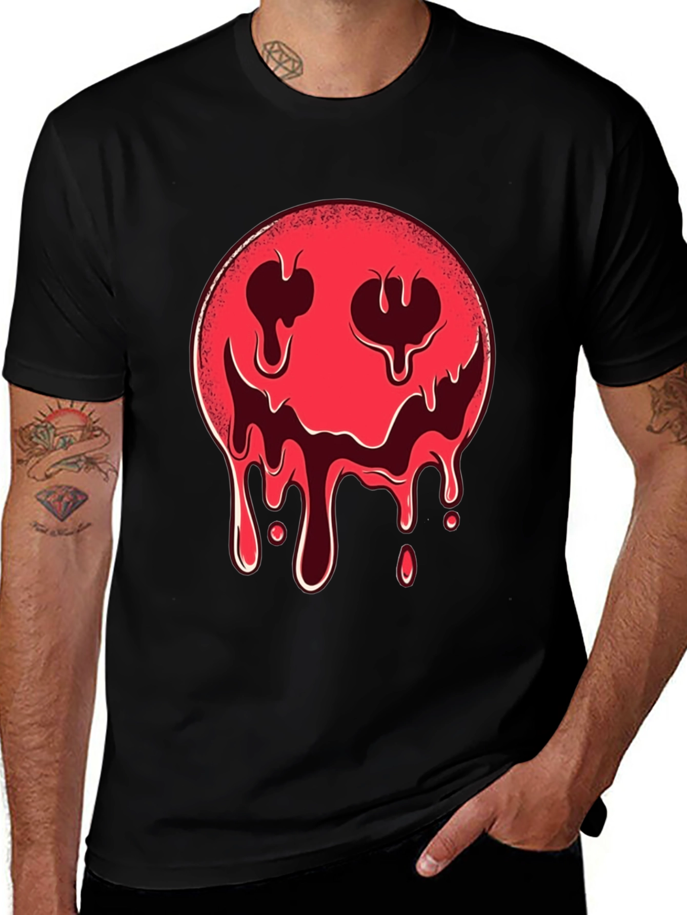 Variant 20 of Melting Smiley Face Graphic Tee - Edgy Style