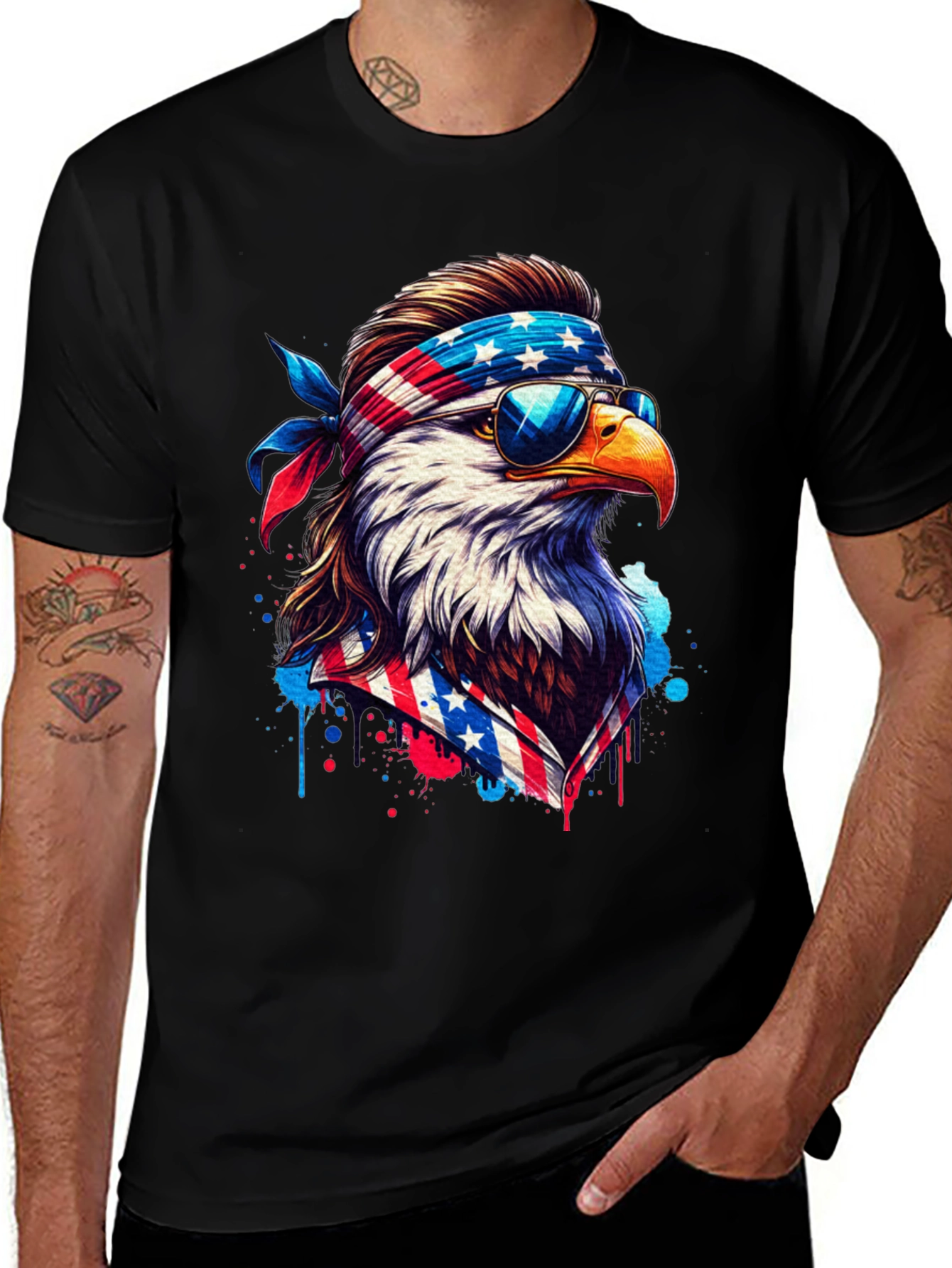 Variant 8 of Patriotic Eagle T-Shirt - American Flag Design