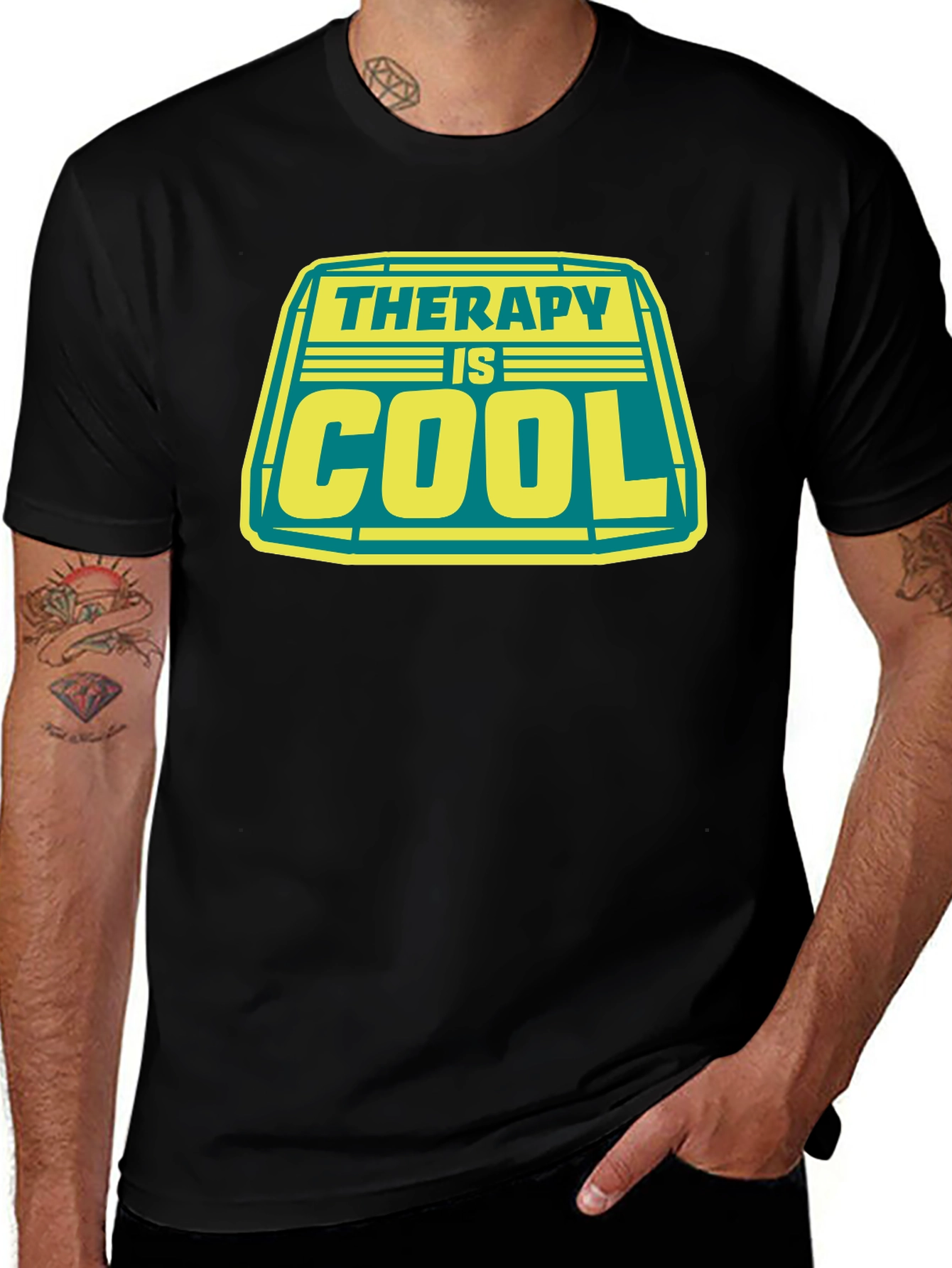 Variant 8 of Therapy is Cool Graphic Tee - Black