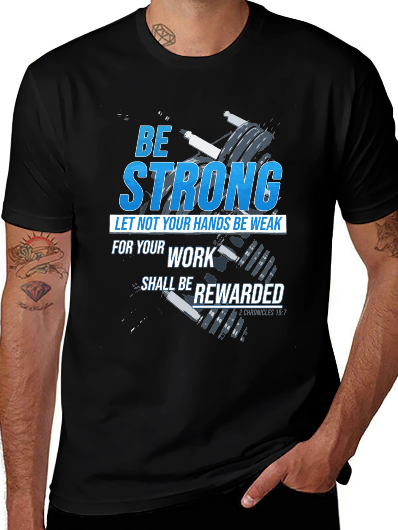 Variant 23 of Be Strong T-Shirt: Christian Workout Apparel