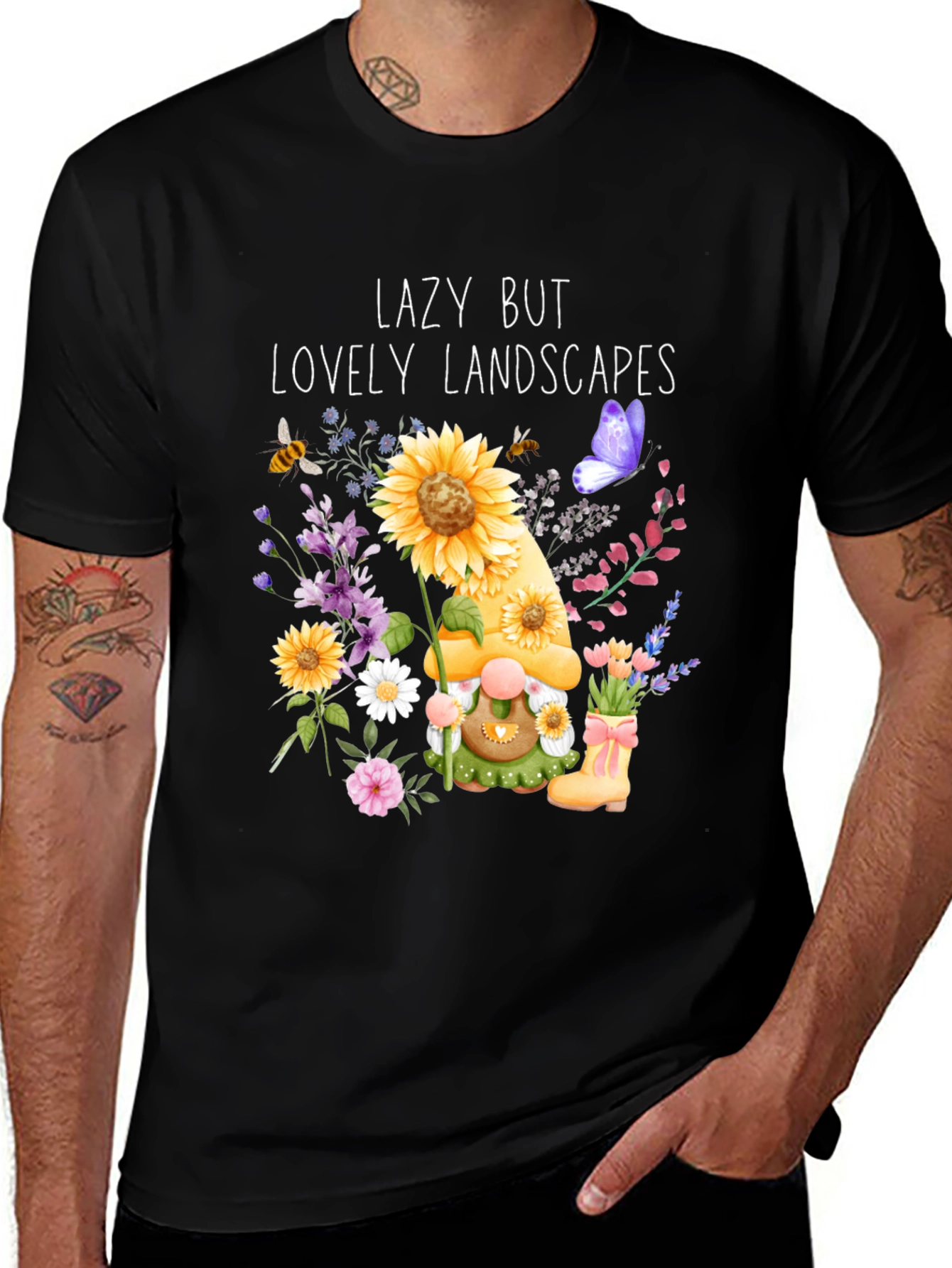 Variant 10 of Lazy But Lovely Landscapes T-Shirt - Garden Gnome