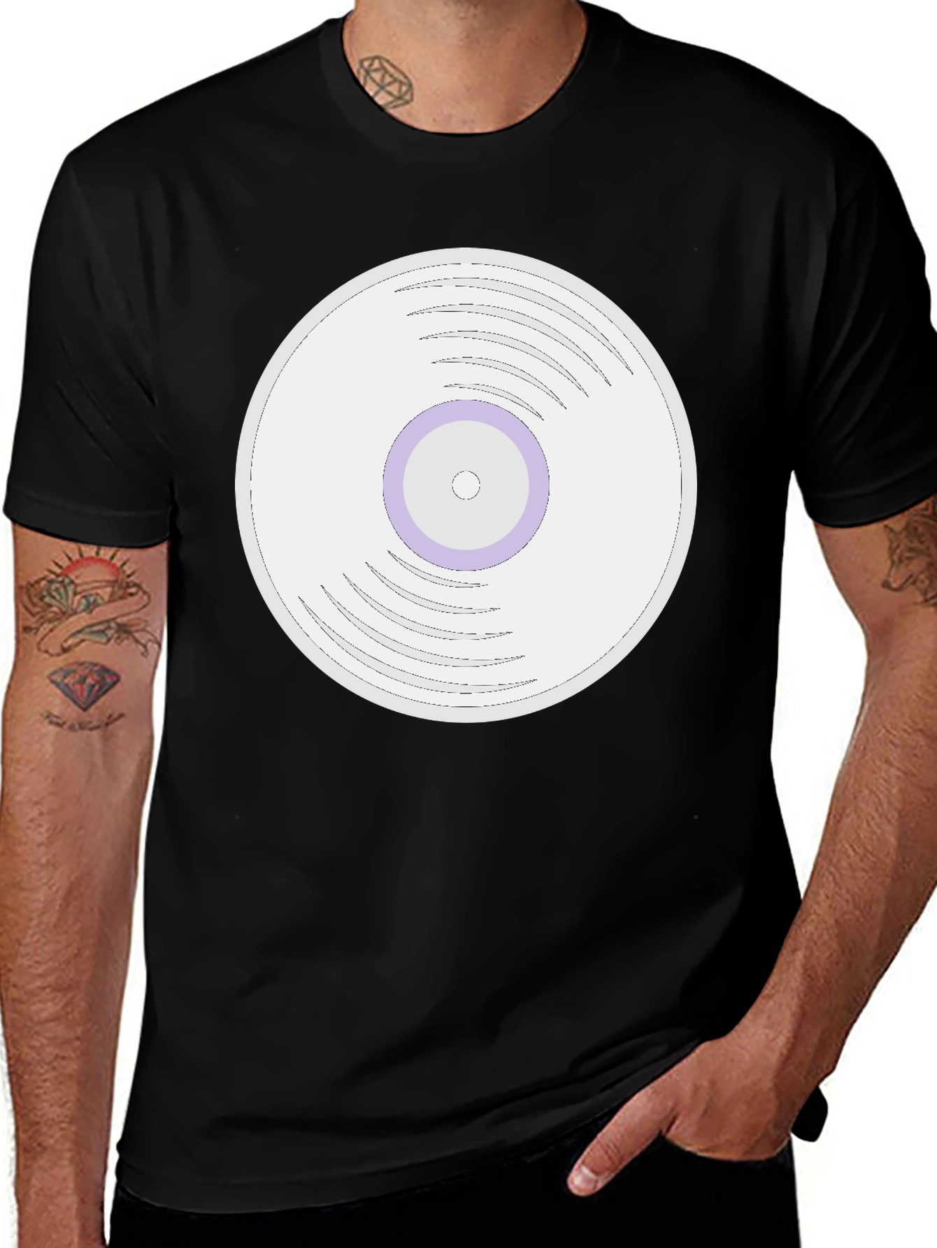 Variant 10 of Retro Vinyl Record Graphic Tee - Black Cotton T-Shirt