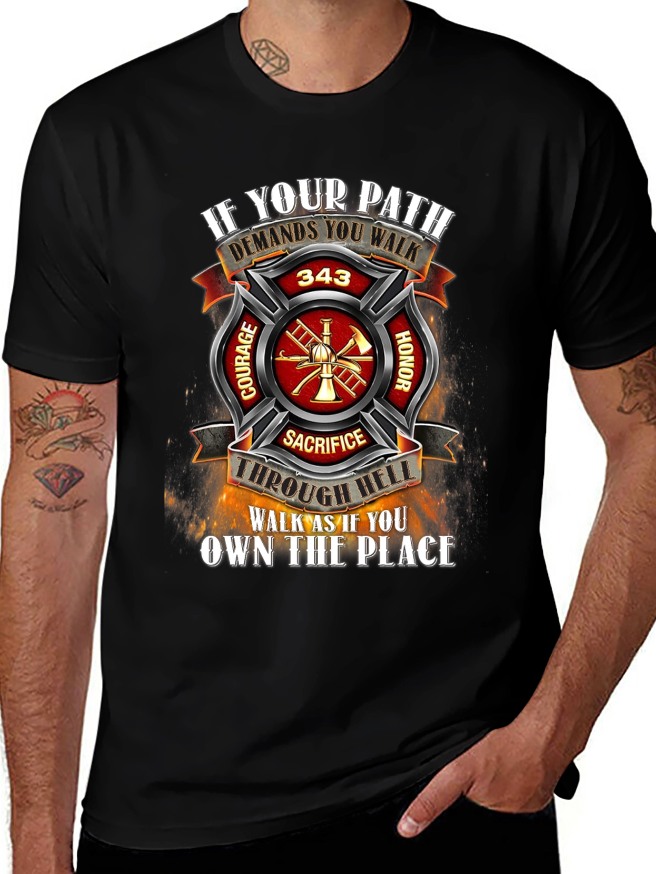 Variant 23 of Firefighter T-Shirt - Courage, Honor, Sacrifice