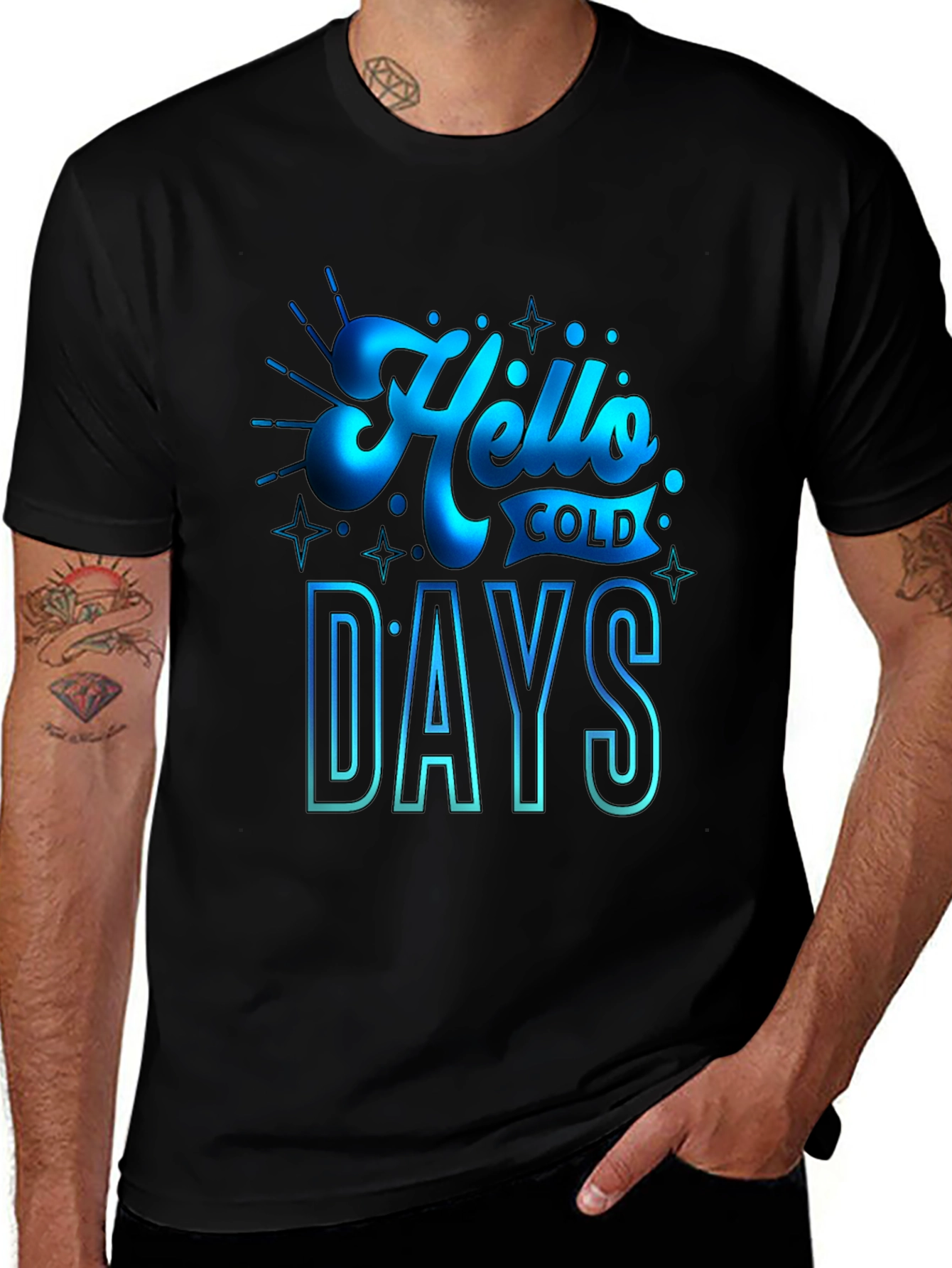 Variant 9 of Hello Cold Days Graphic Tee - Black Cotton Blend