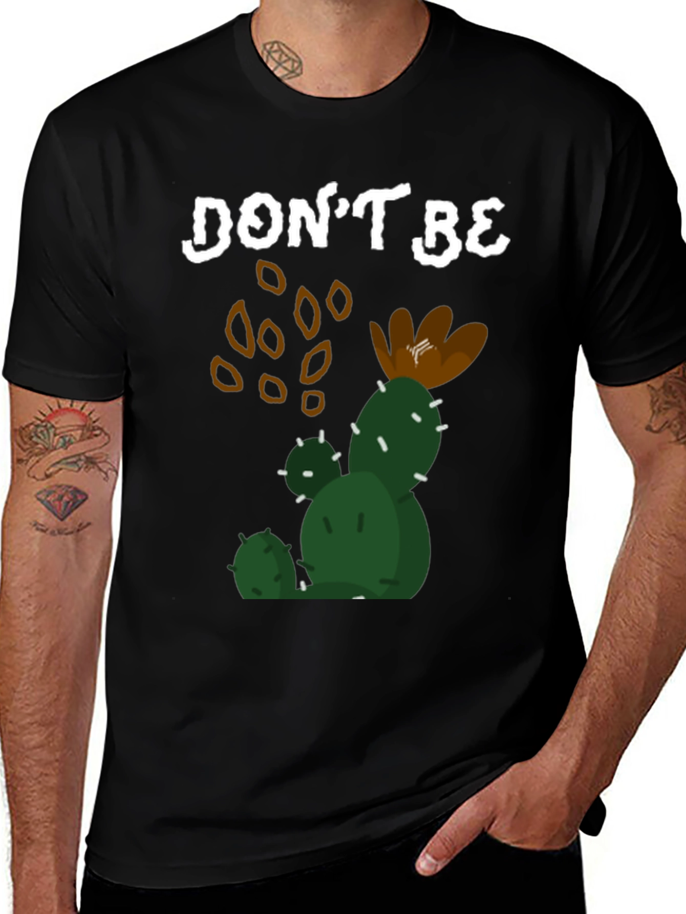 Variant 8 of Don't Be A Prickly Cactus Black T-Shirt