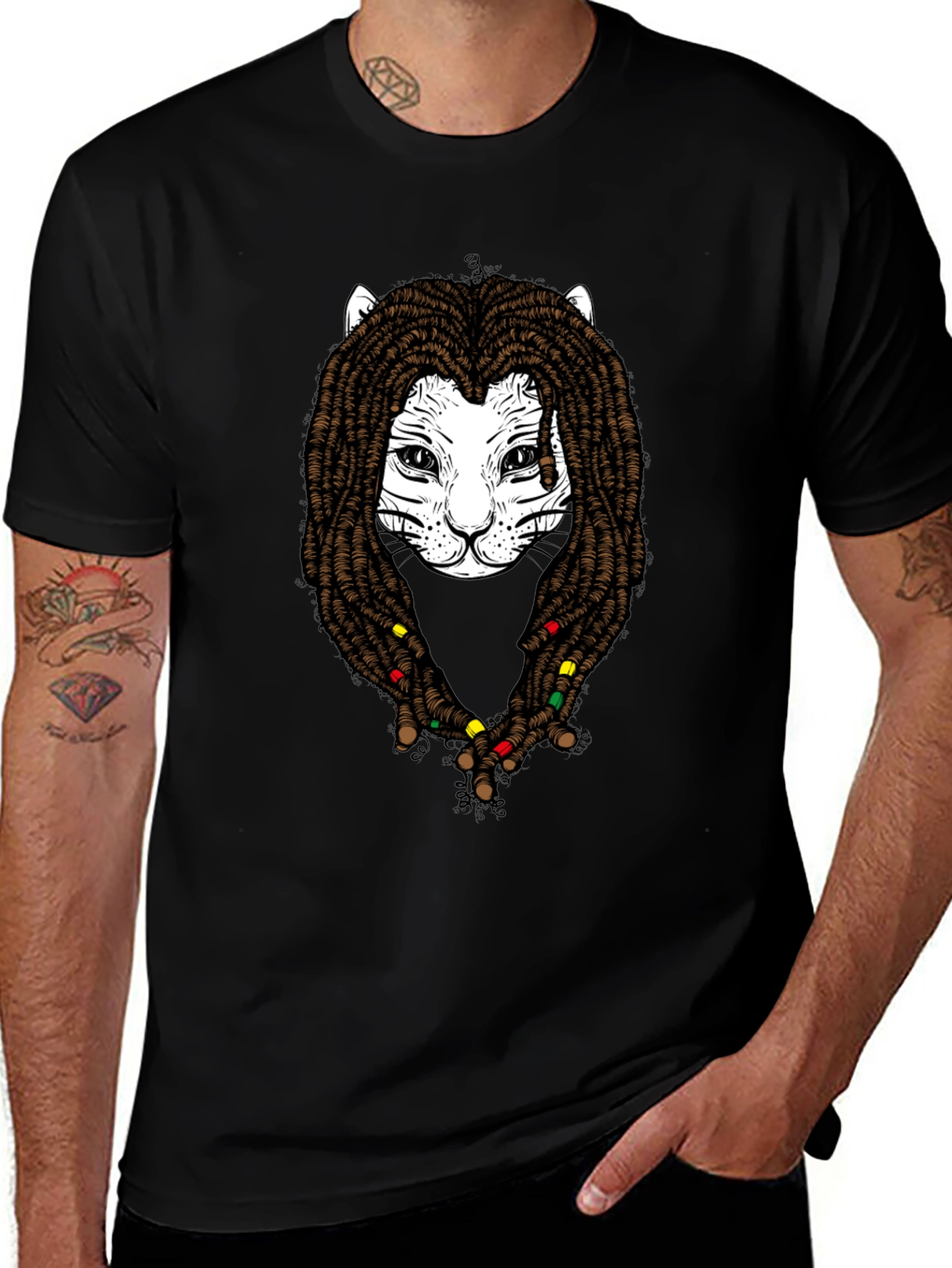 Variant 10 of Cat Dreadlocks Graphic T-Shirt - Reggae Style