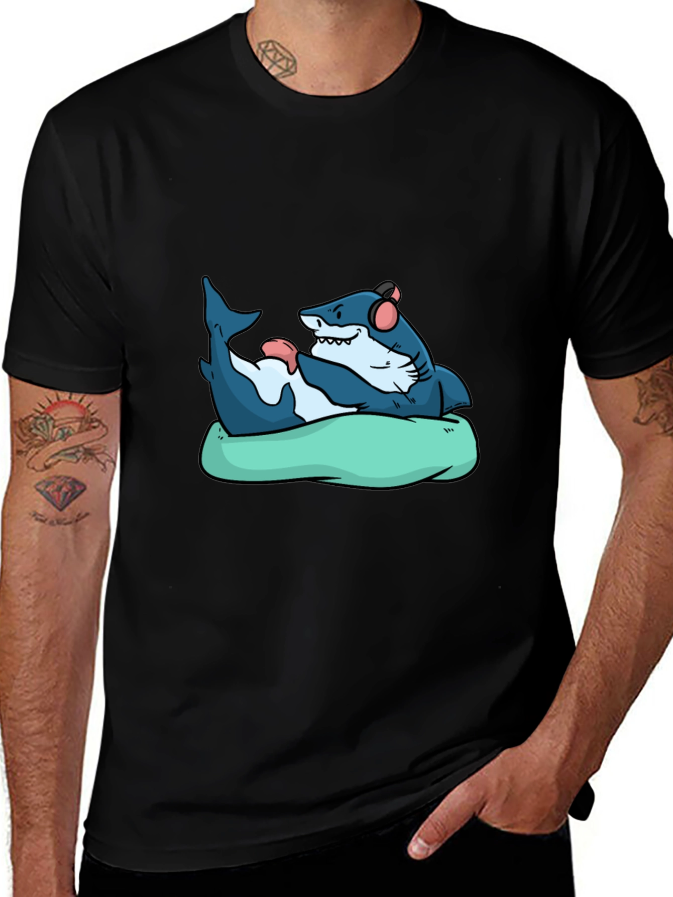 Variant 7 of Shark Lounging T-Shirt - Cool Graphic Tee