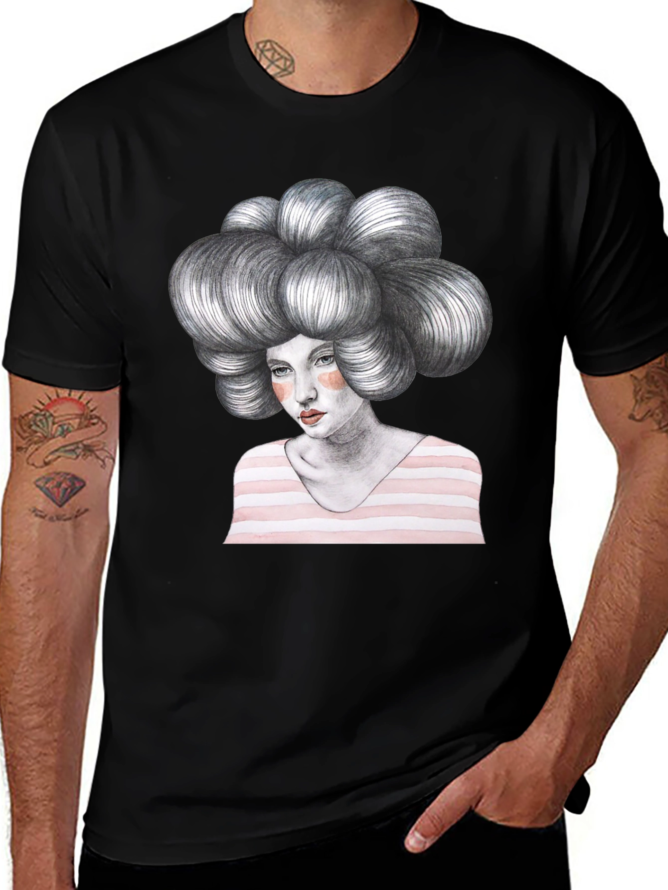 Variant 15 of Artistic Woman Graphic Tee - Unique Design T-Shirt