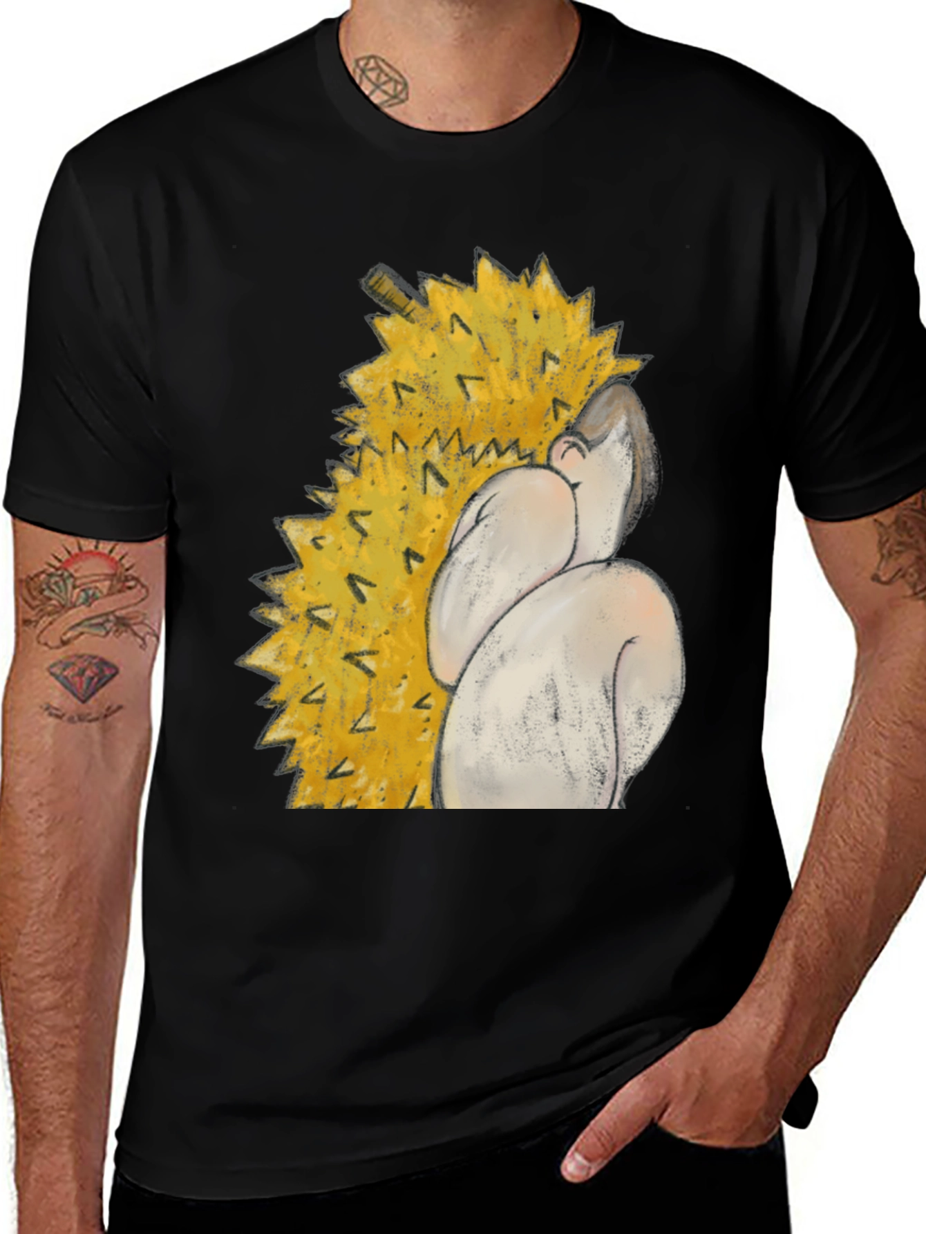 Variant 14 of Durian Hug T-Shirt - Quirky Graphic Tee