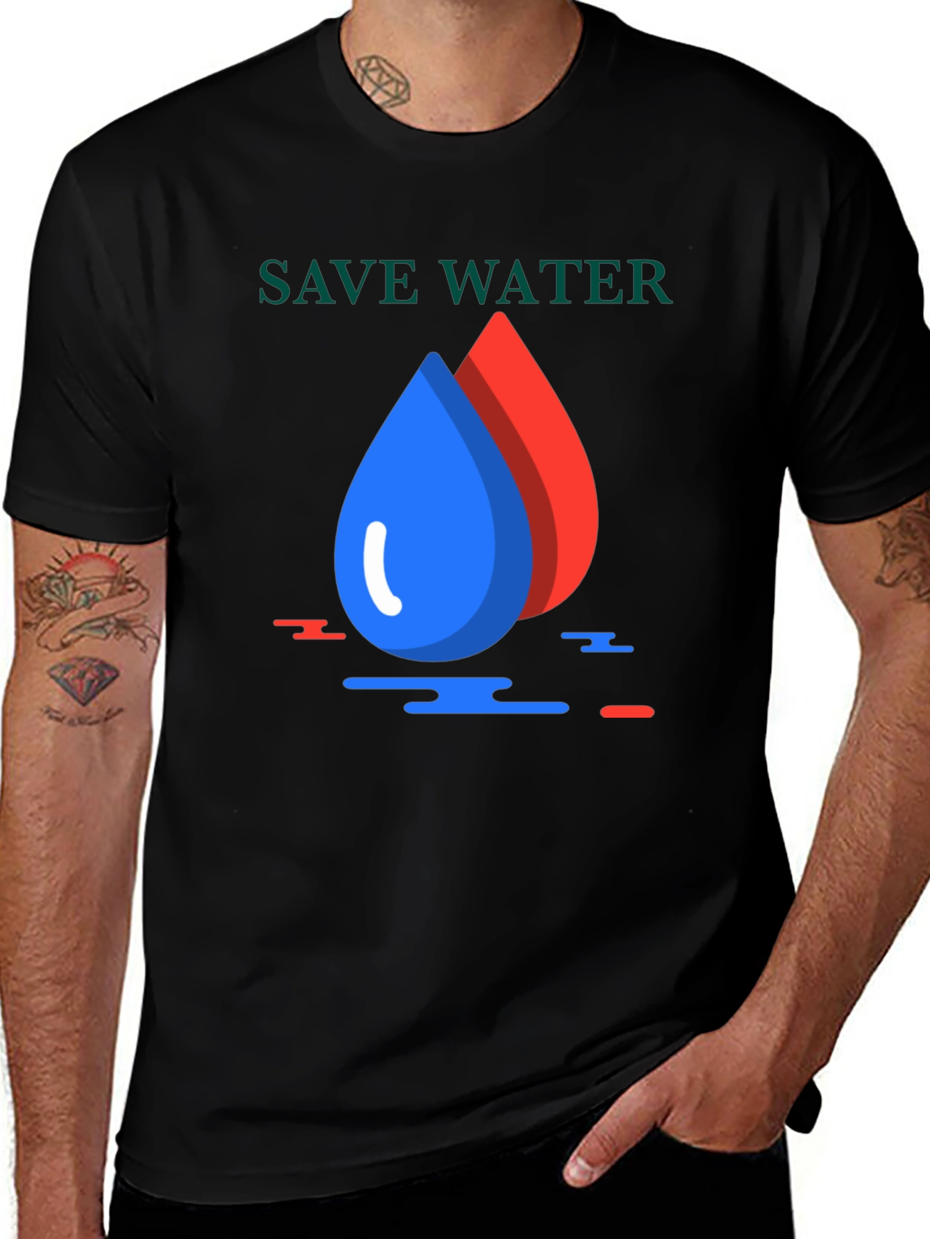 Variant 23 of Save Water Graphic Tee - Eco-Friendly Statement Shirt