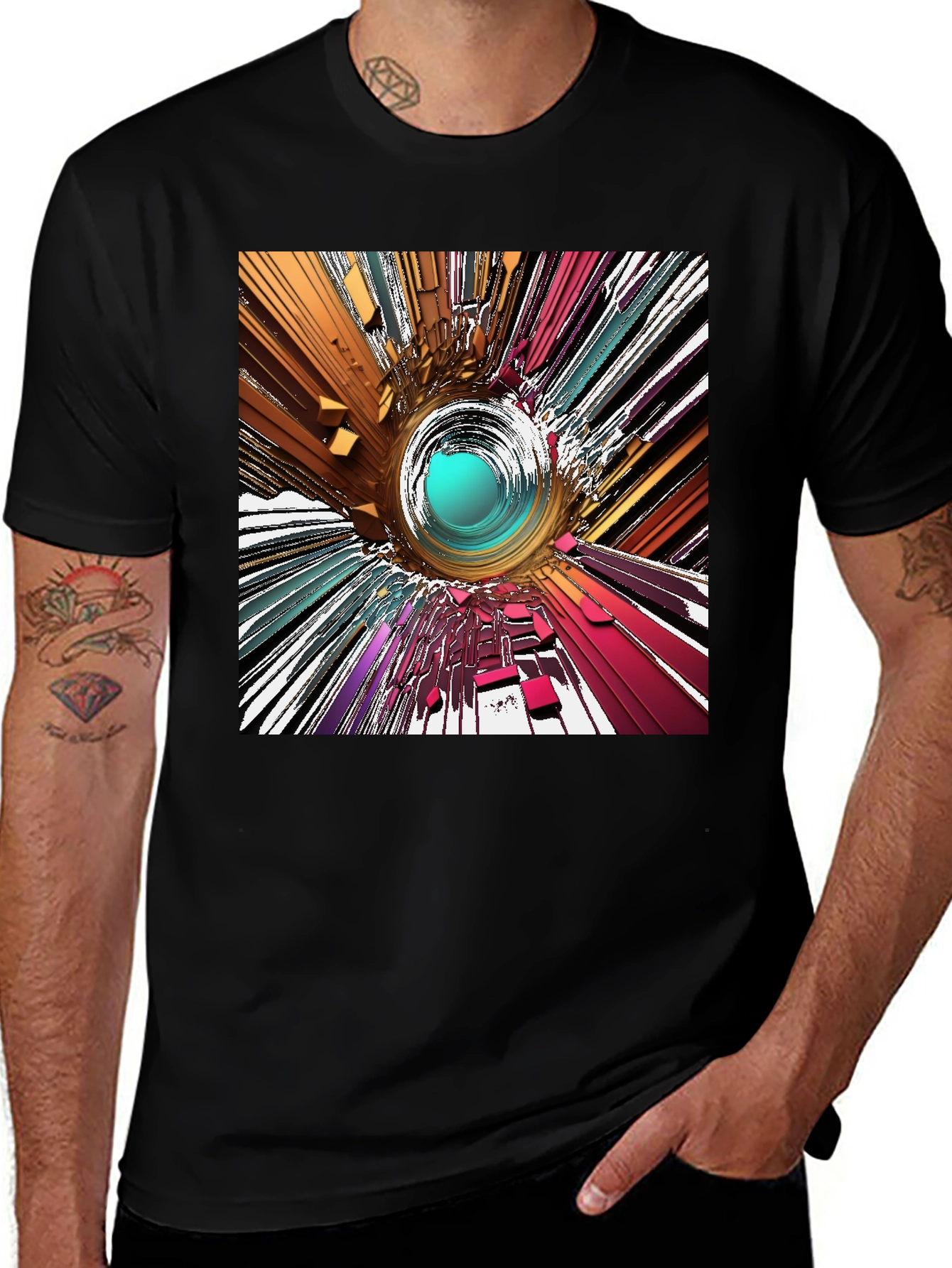 Abstract Vortex Graphic T-Shirt - Modern Art Tee