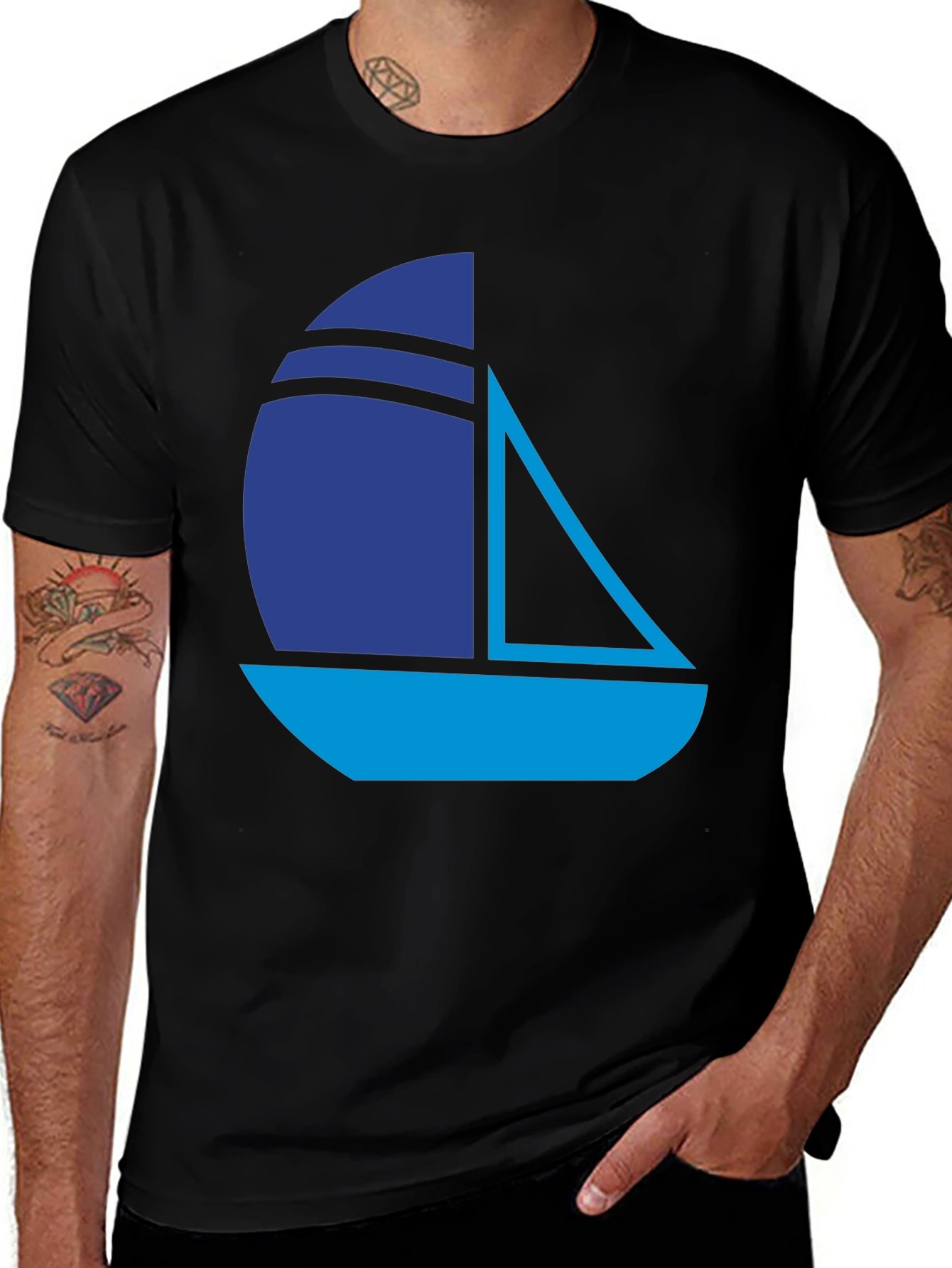 Variant 13 of Nautical Sailboat Graphic Tee - Stylish Black T-Shirt