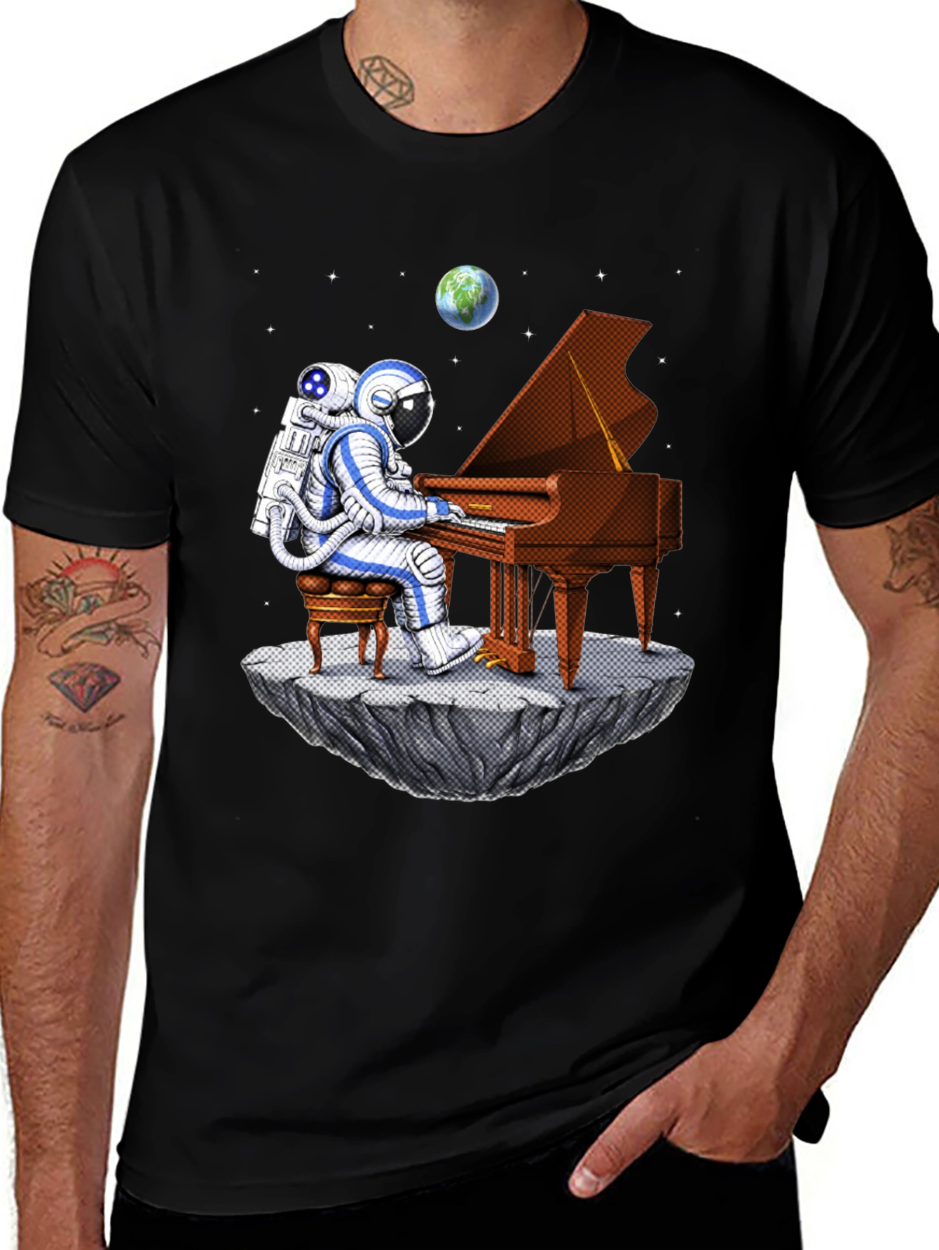 Variant 10 of Astronaut Piano Player Graphic Tee