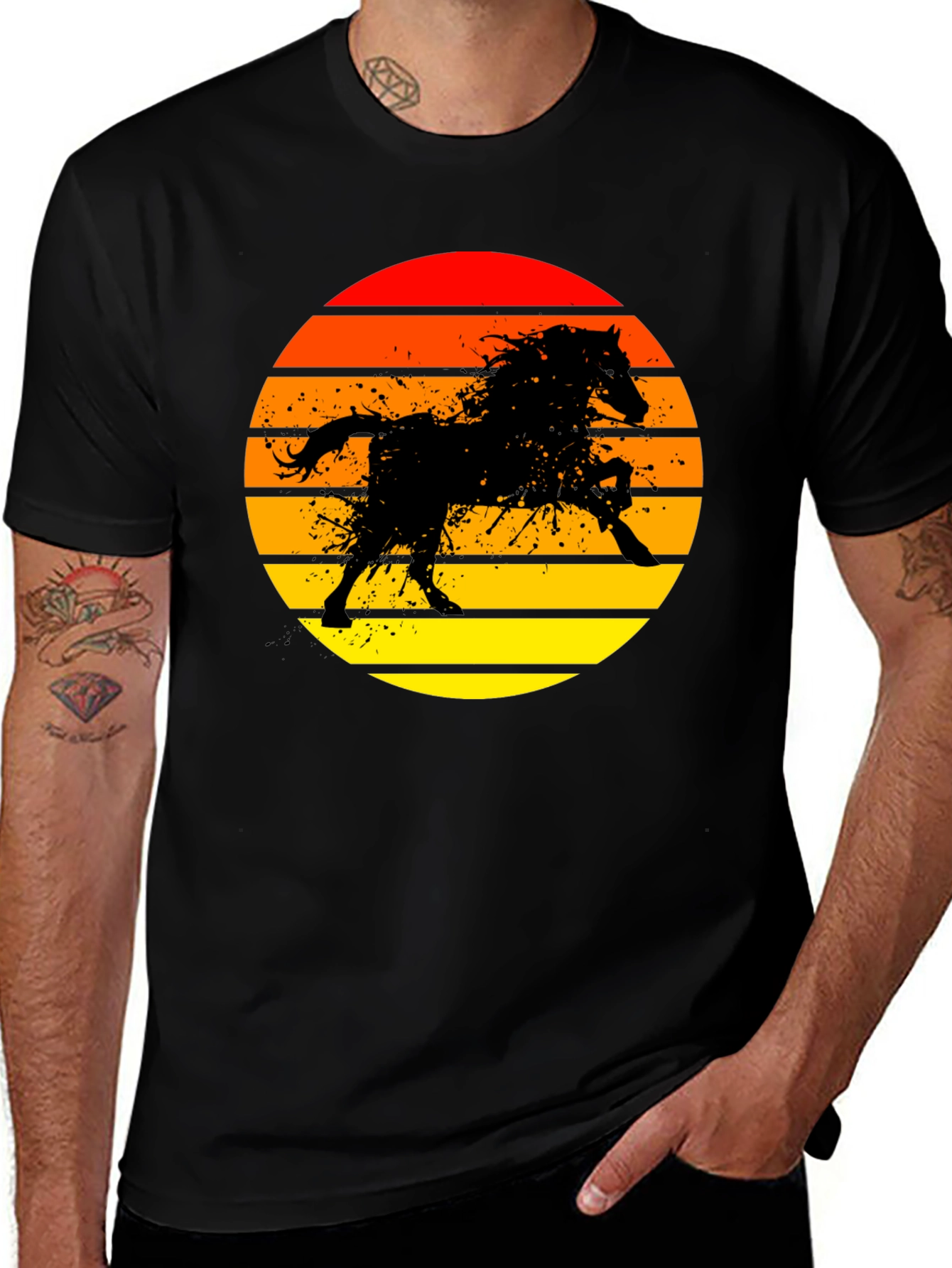 Variant 21 of Black Horse Sunset Graphic Tee