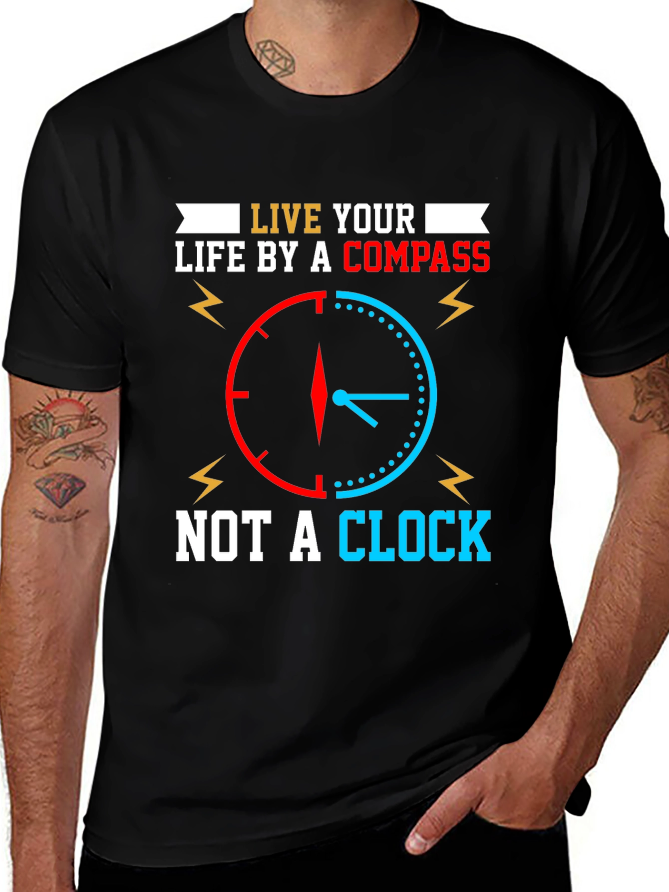 Variant 2 of Live by Compass, Not Clock T-Shirt